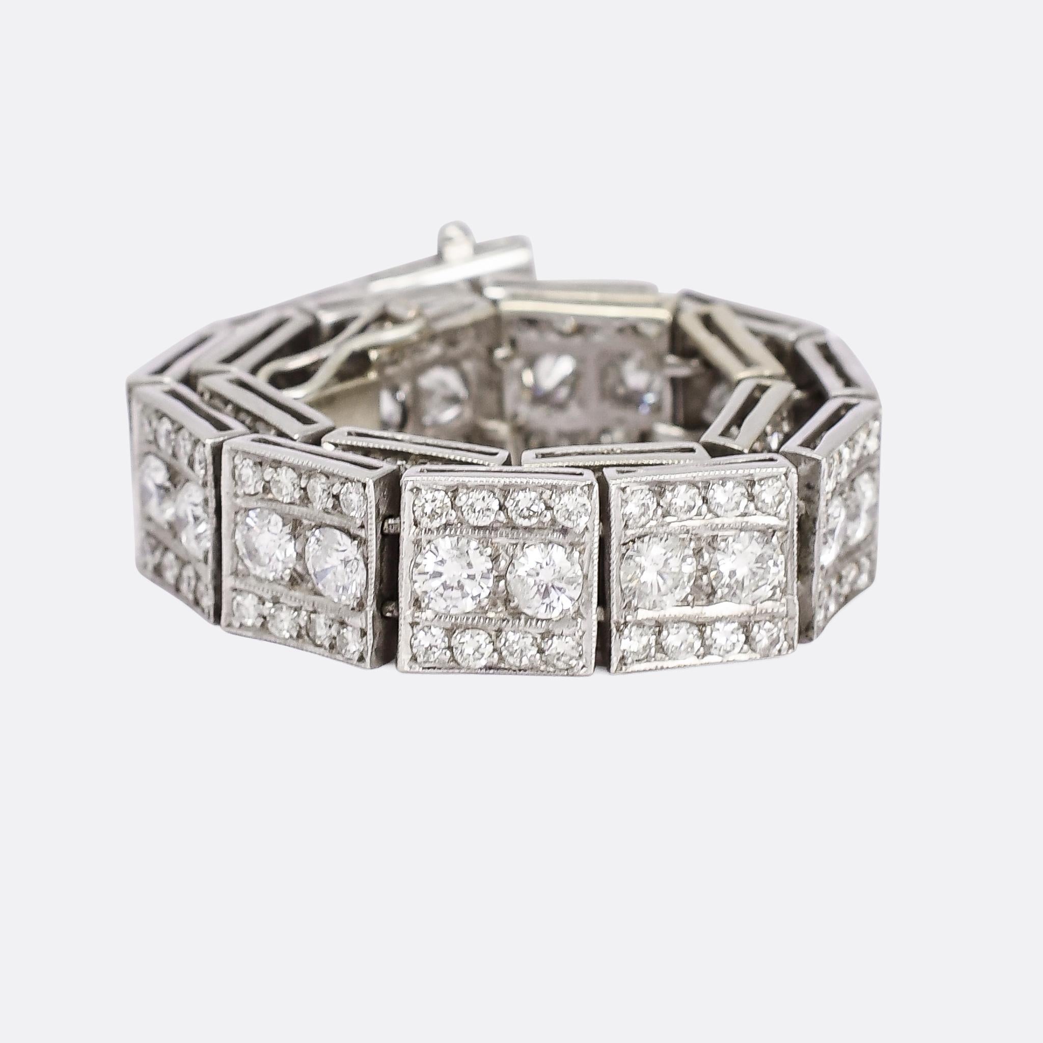 Women's Art Deco 8 Carat Diamond Millegrain Bracelet