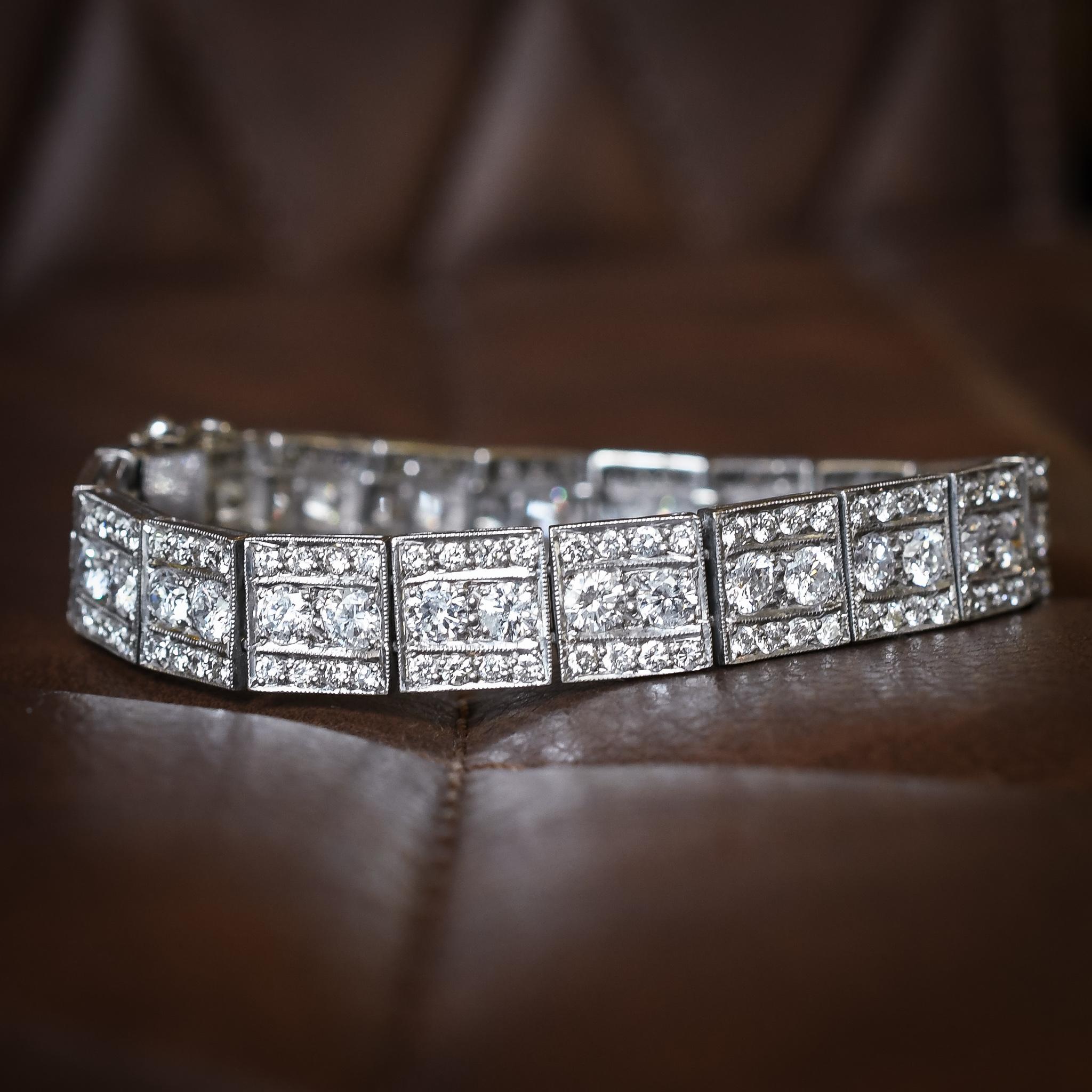 Art Deco 8 Carat Diamond Millegrain Bracelet 2