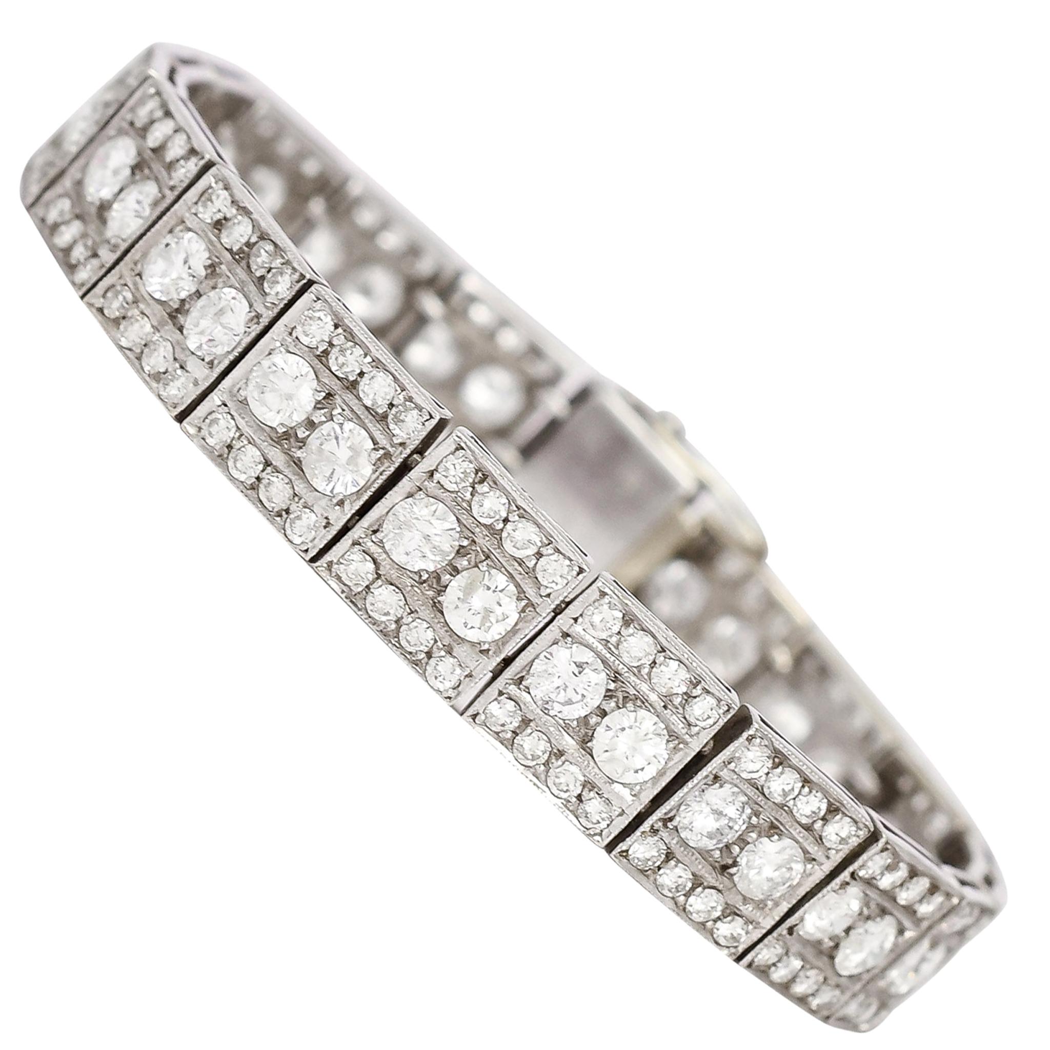Art Deco 8 Carat Diamond Millegrain Bracelet
