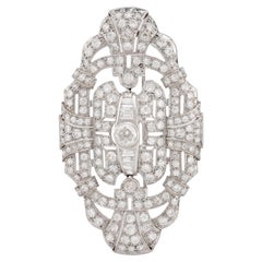 Art Deco 8 Carat Total Weight Diamond Platinum Brooch