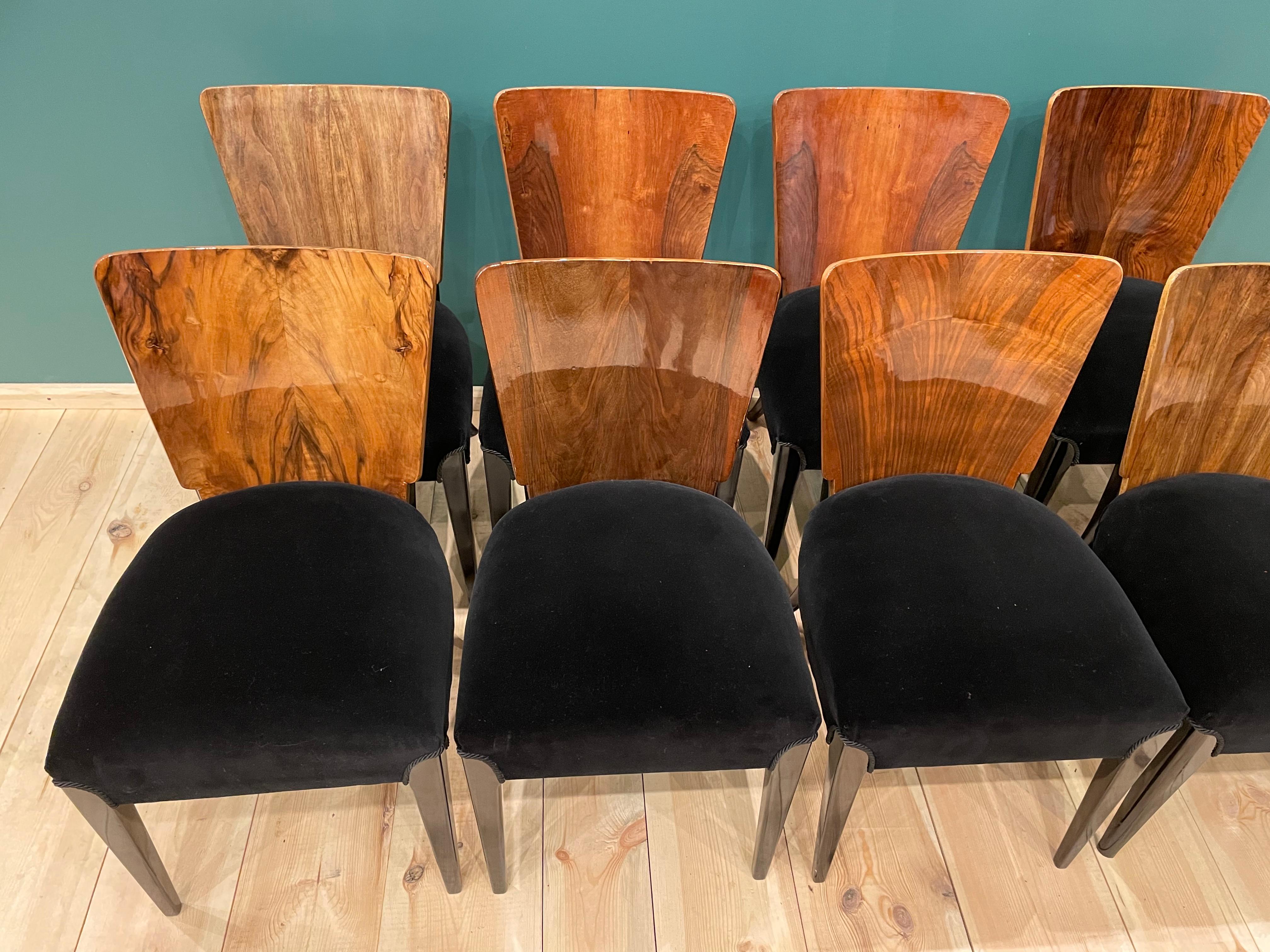 Art Deco 8 Chairs J. Halabala . For Sale 4