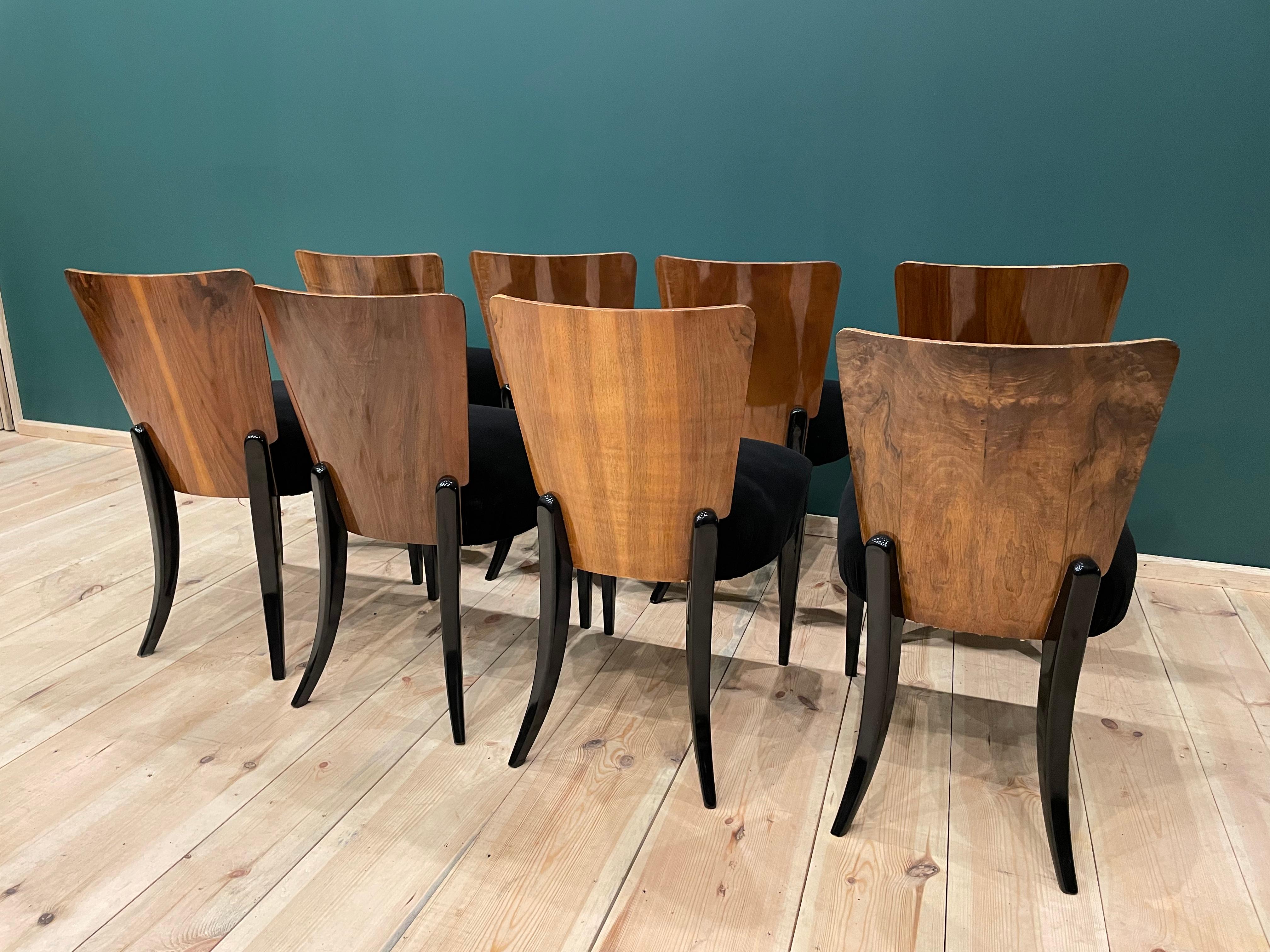 Art Deco 8 Chairs J. Halabala . For Sale 6