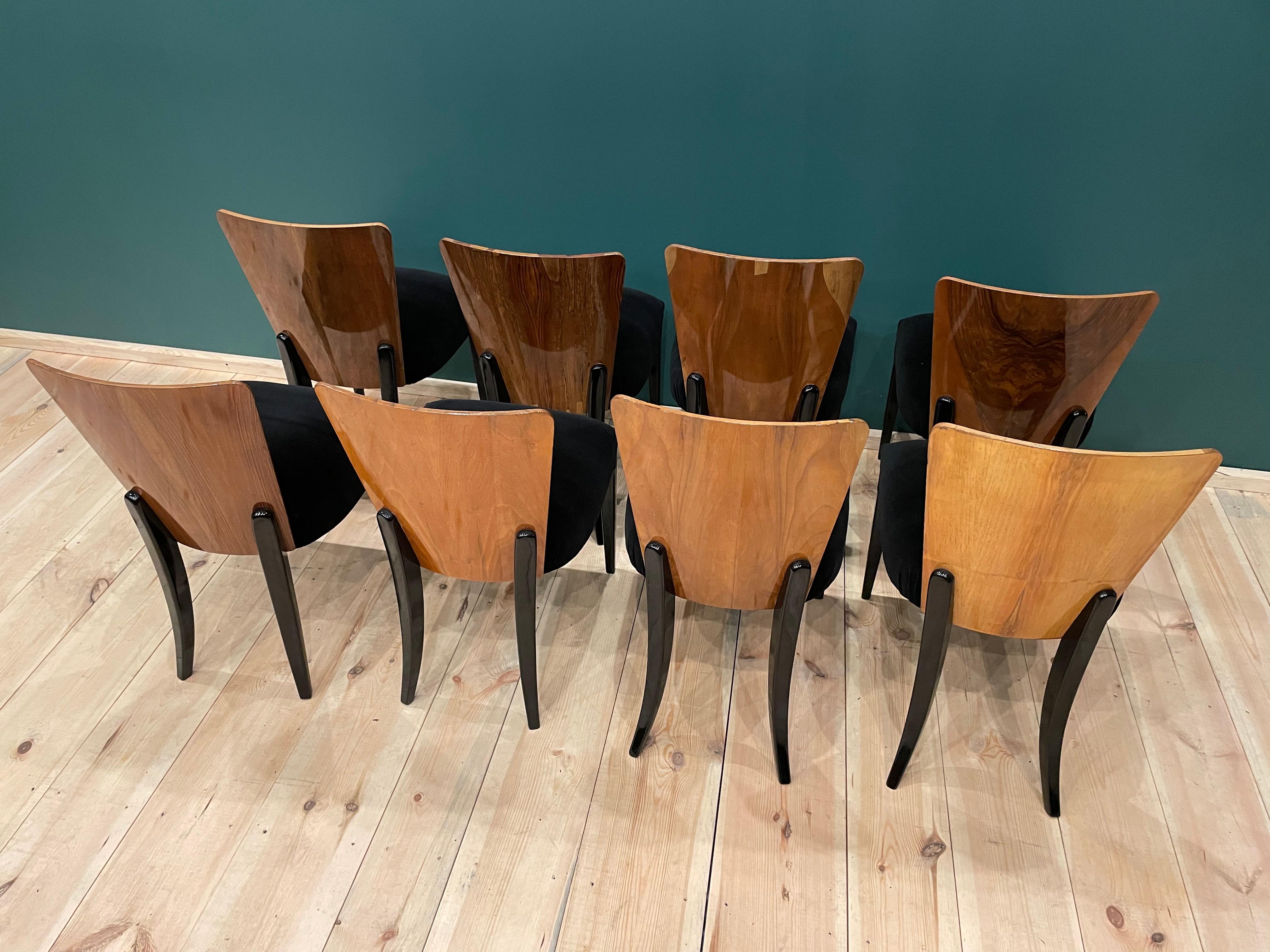 Art Deco 8 Chairs J. Halabala . For Sale 7