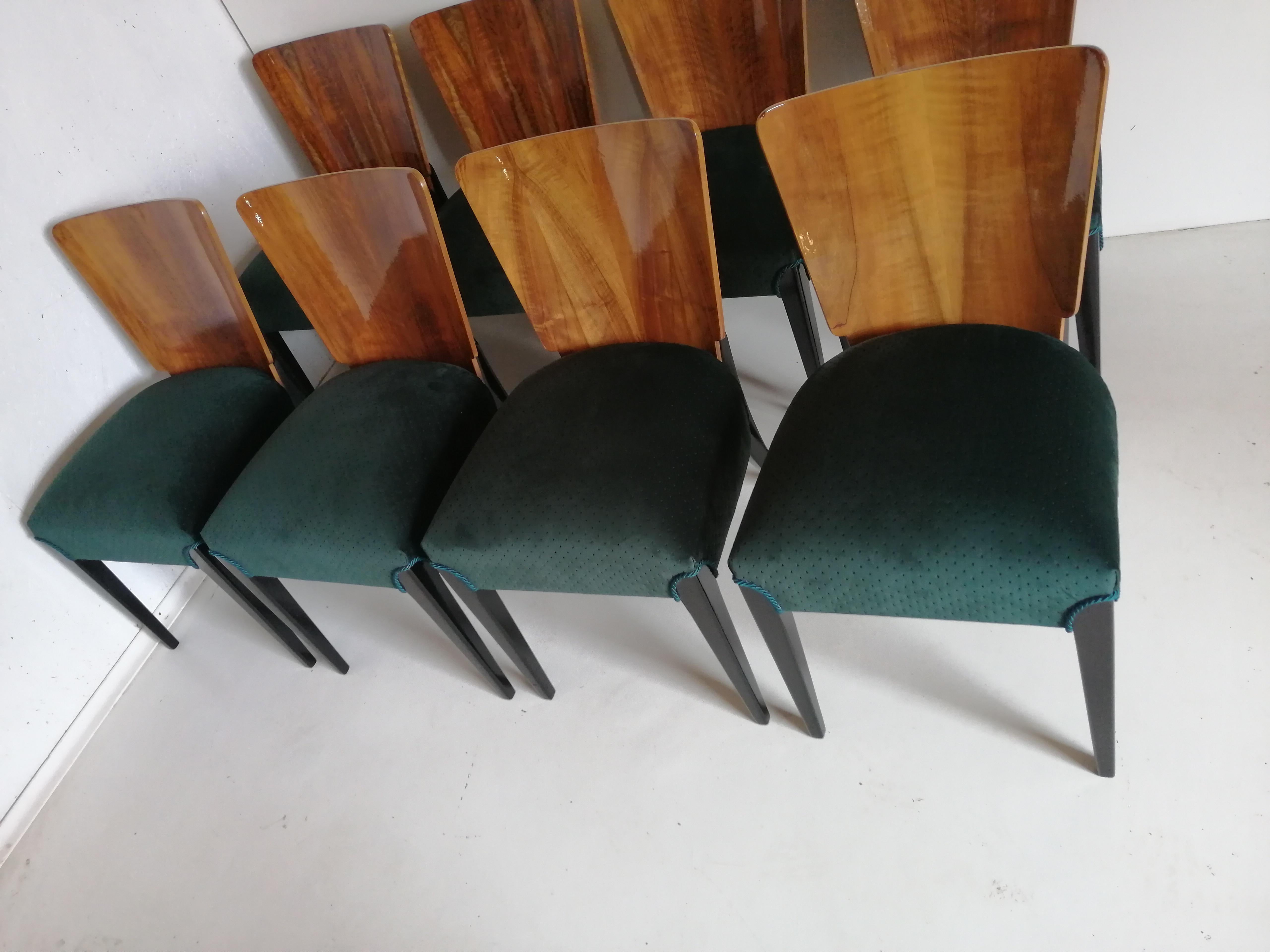 Art Deco 8 Chairs J. Halabala from 1940 8