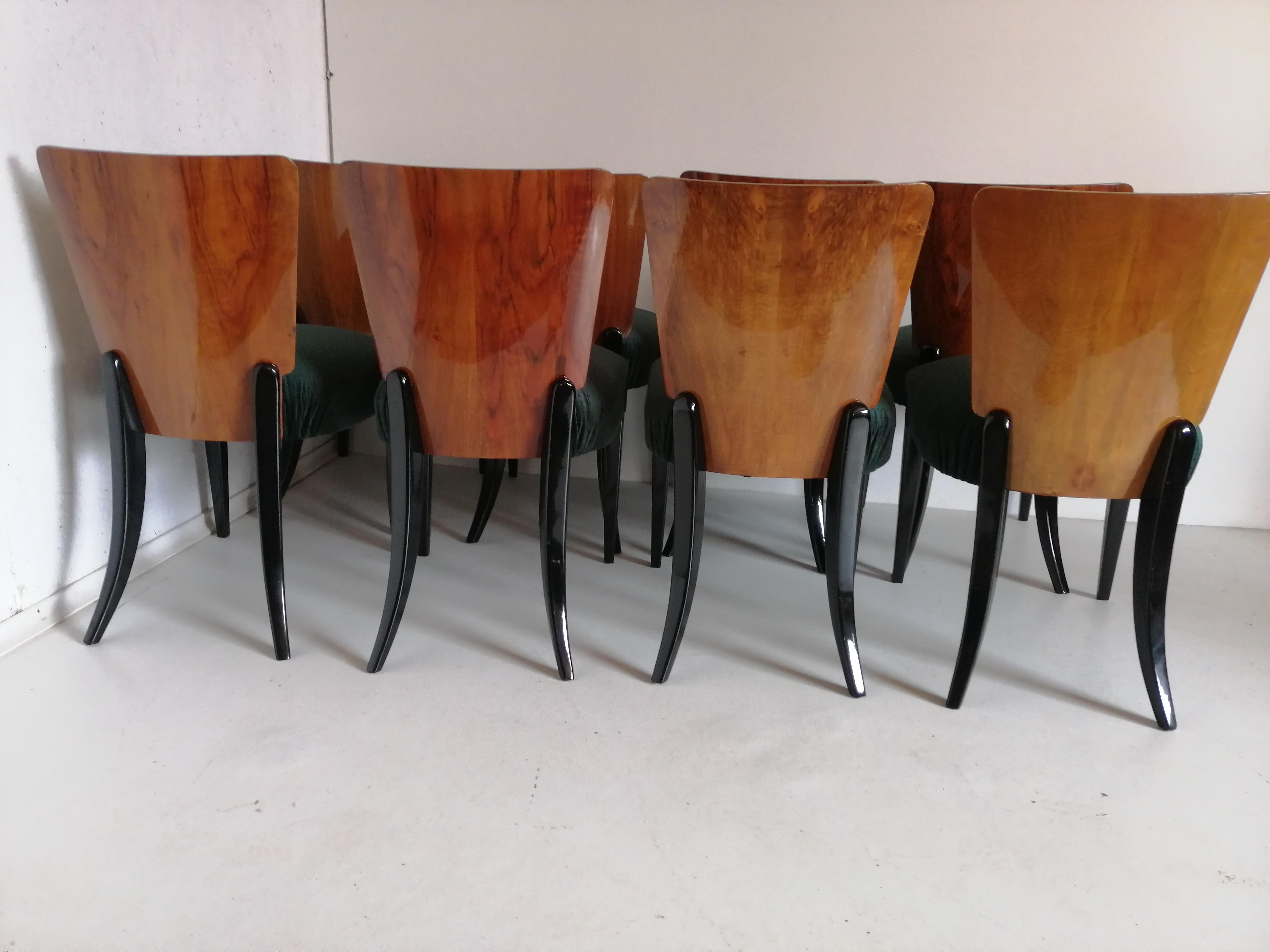 Art Deco 8 Chairs J. Halabala from 1940 9