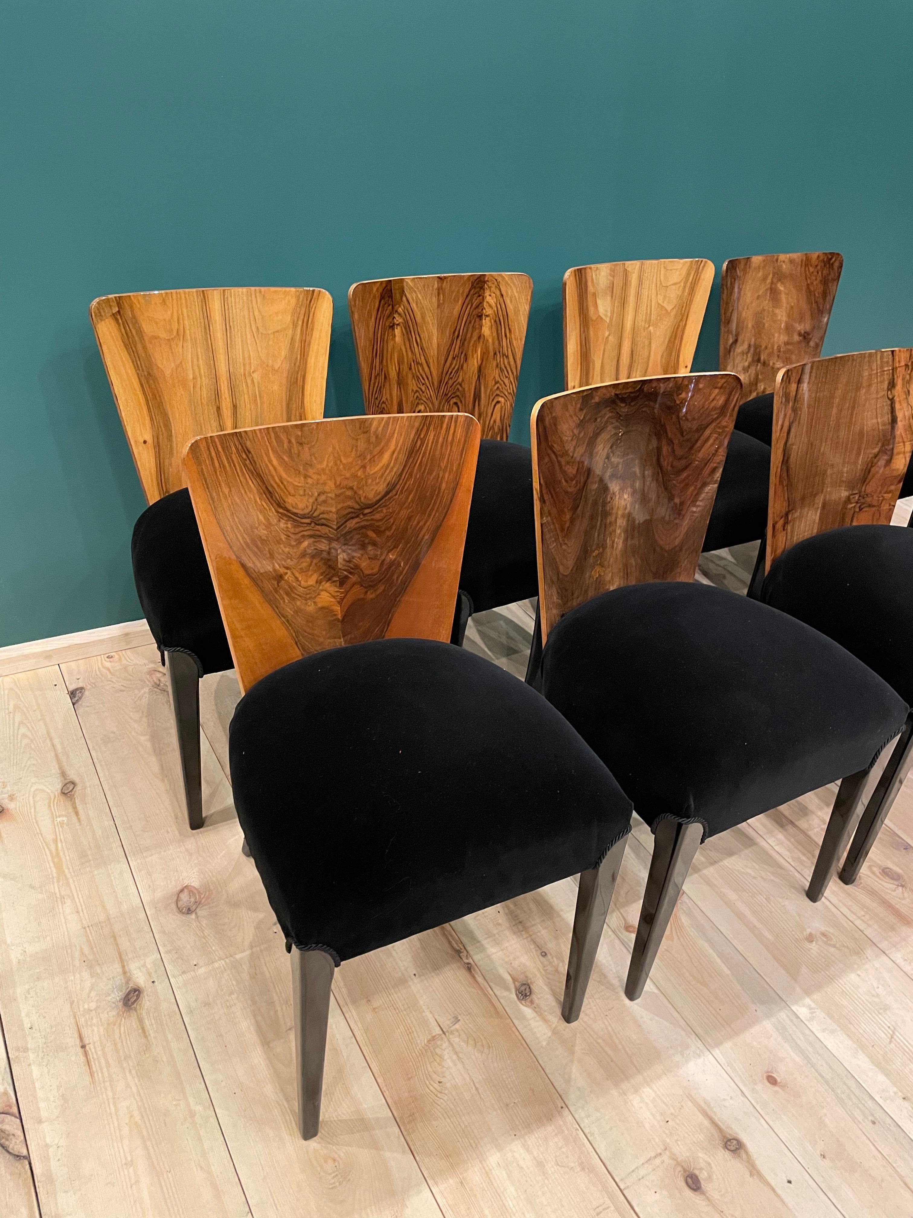 Art Deco 8 Chairs J. Halabala . For Sale 9