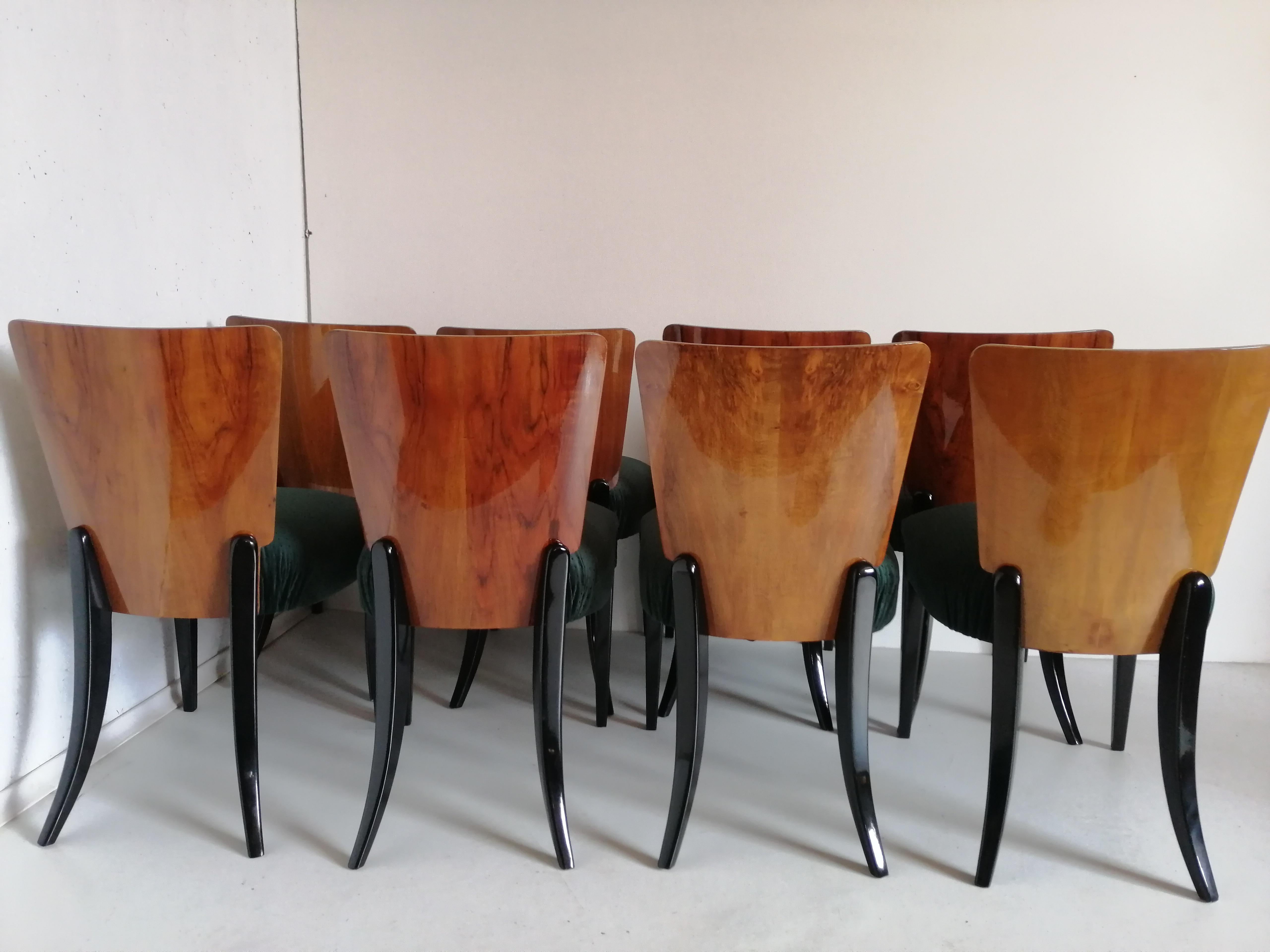 Art Deco 8 Chairs J. Halabala from 1940 10