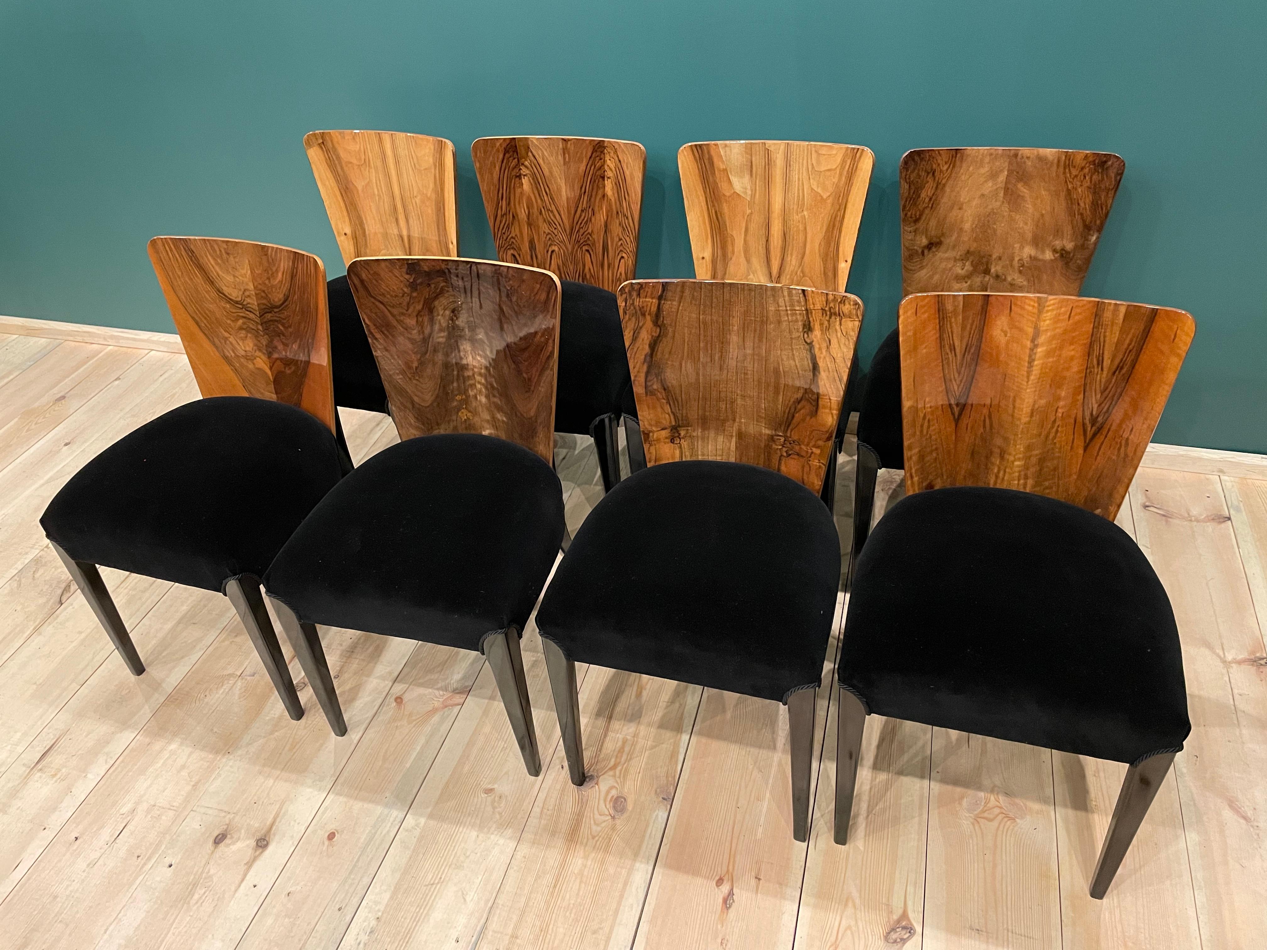 Czech Art Deco 8 Chairs J. Halabala . For Sale