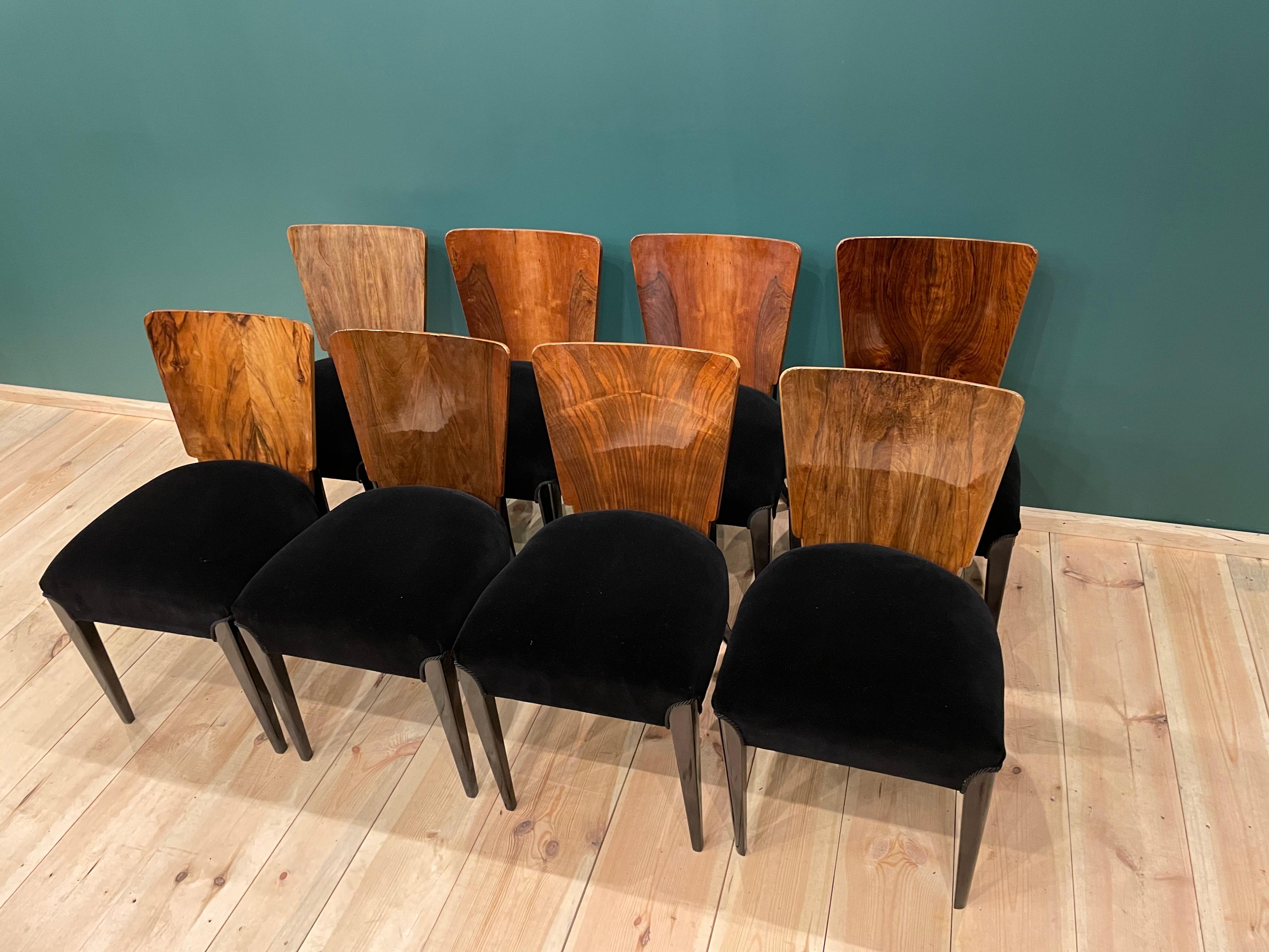 Czech Art Deco 8 Chairs J. Halabala . For Sale