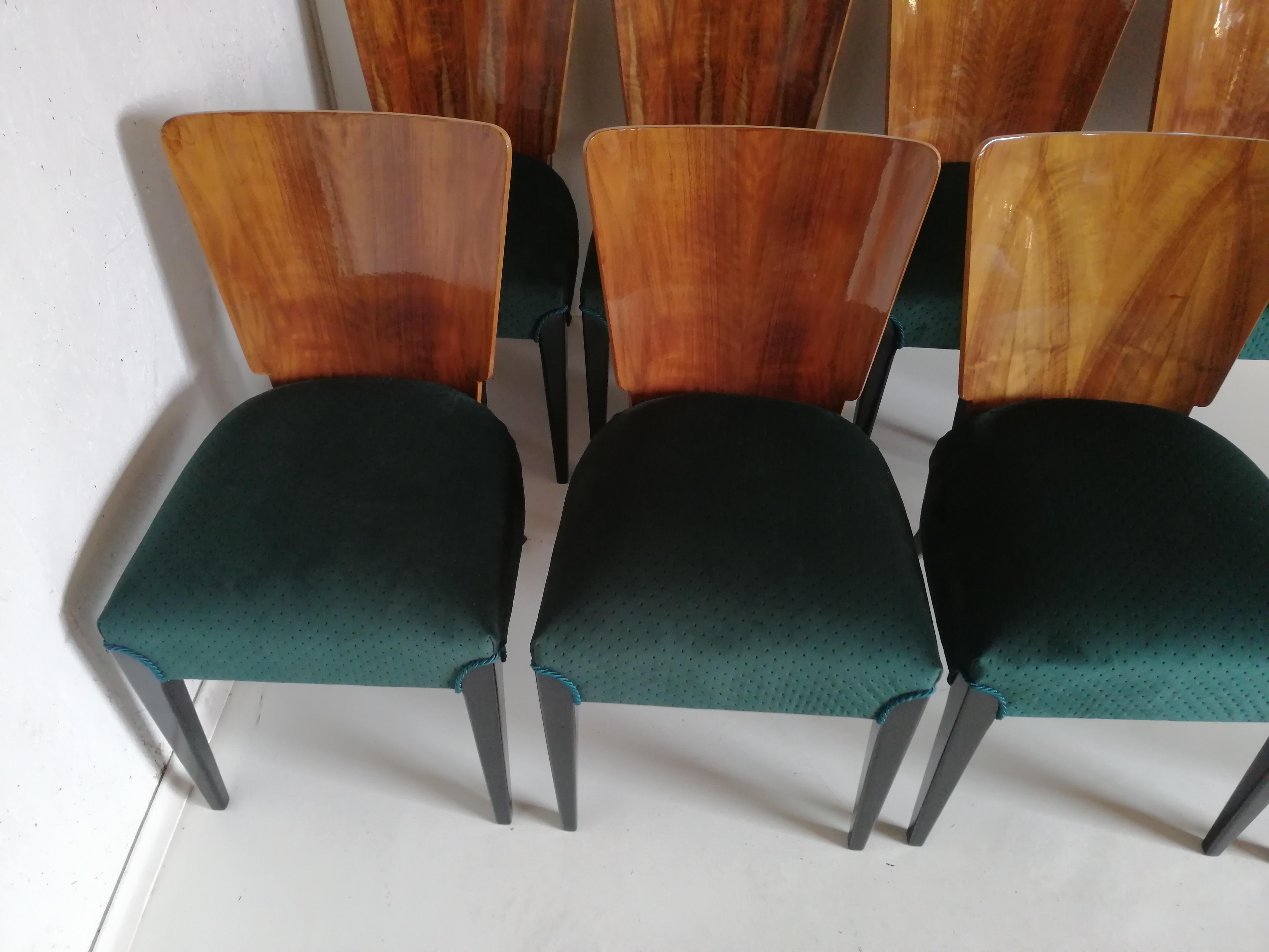 Art Deco 8 Chairs J. Halabala from 1940 In Good Condition In Kraków, Małopolska