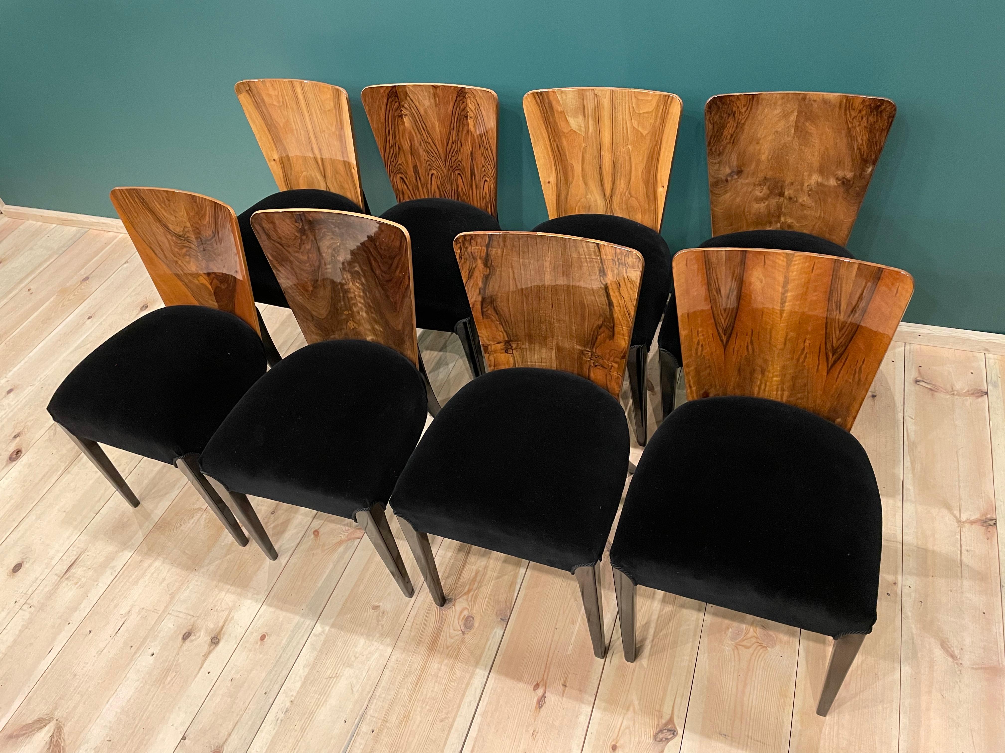 Art Deco 8 Chairs J. Halabala . In Good Condition For Sale In Kraków, Małopolska