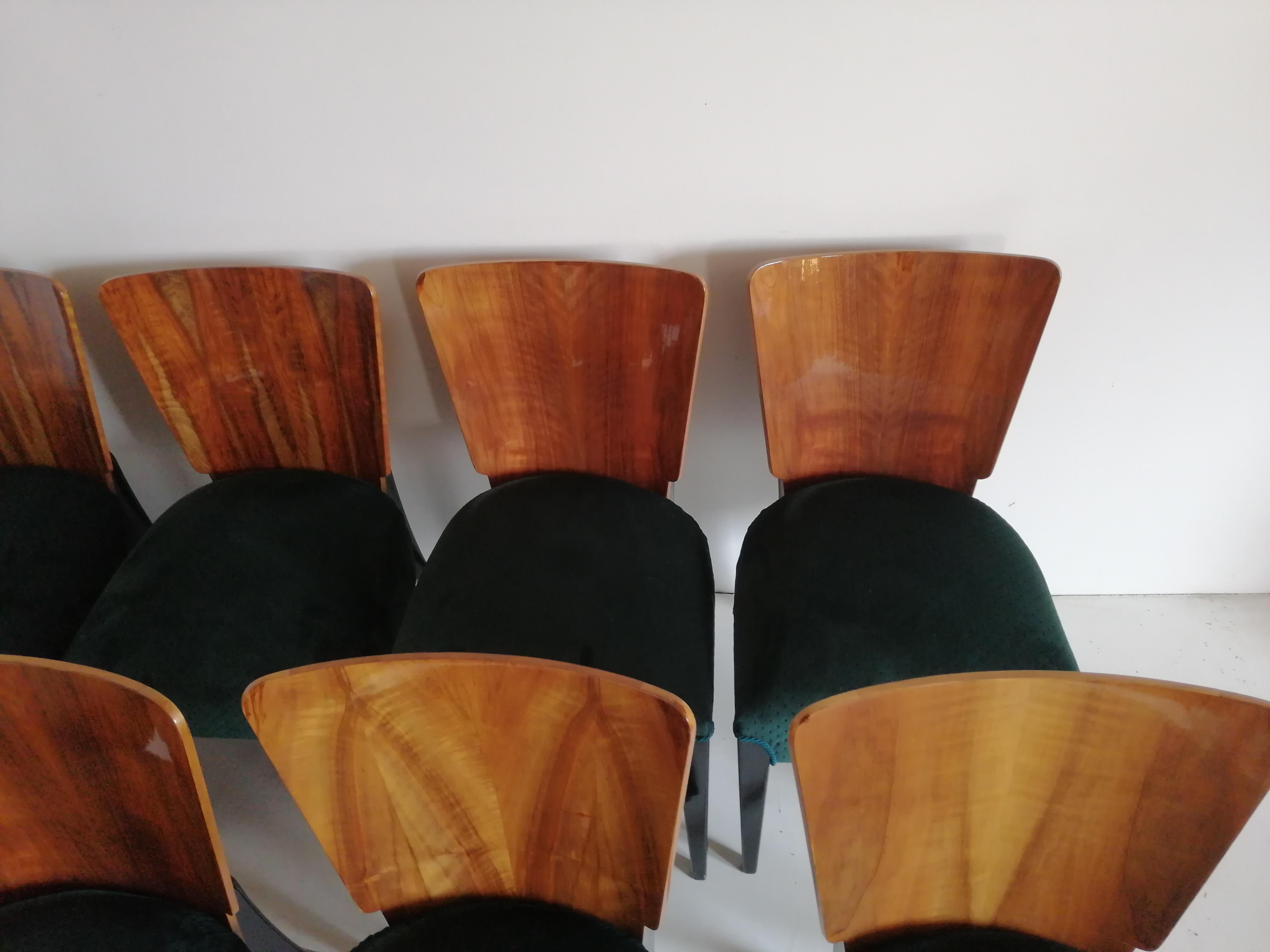 Mahogany Art Deco 8 Chairs J. Halabala from 1940