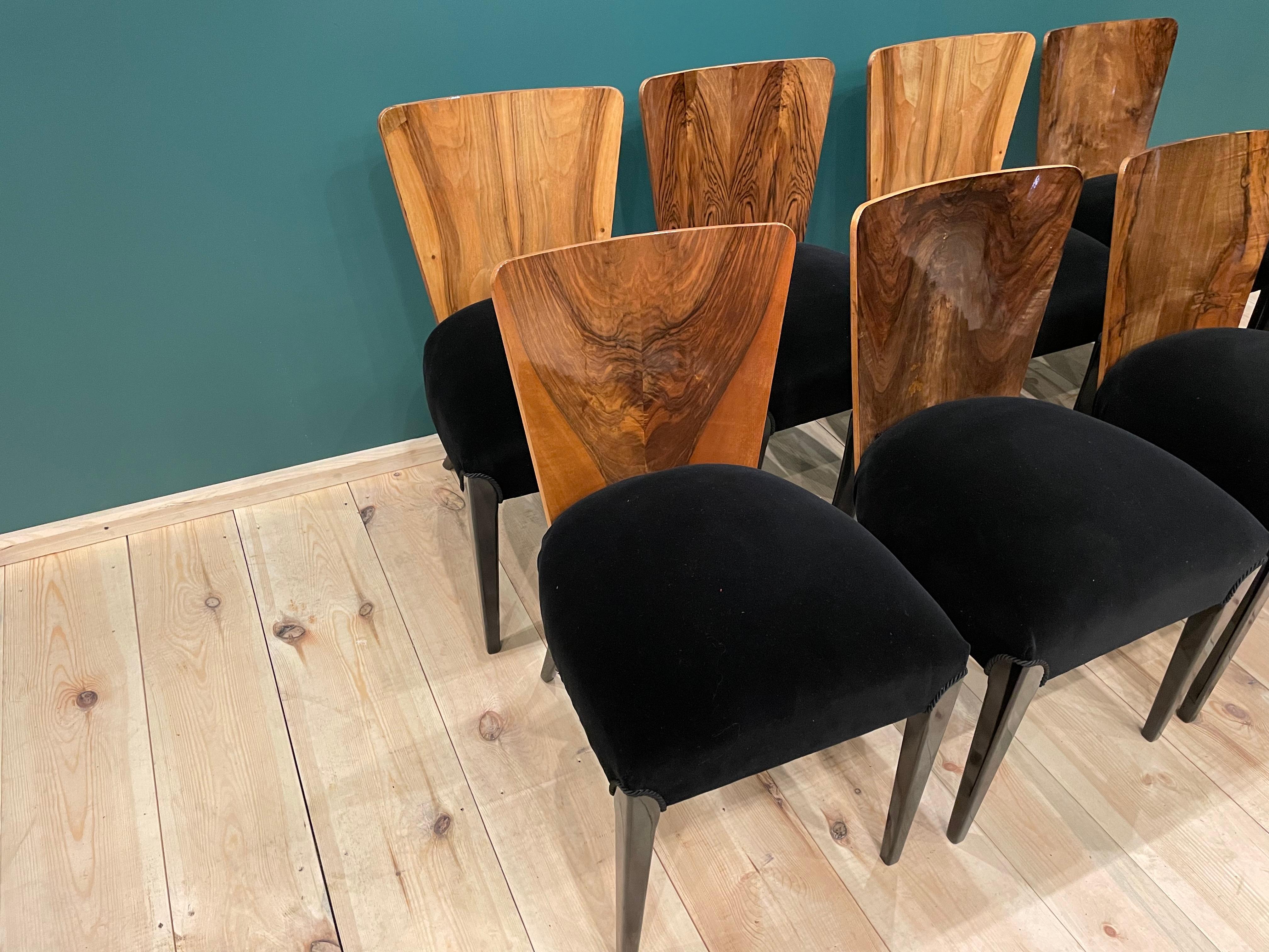 Art Deco 8 Chairs J. Halabala . For Sale 1