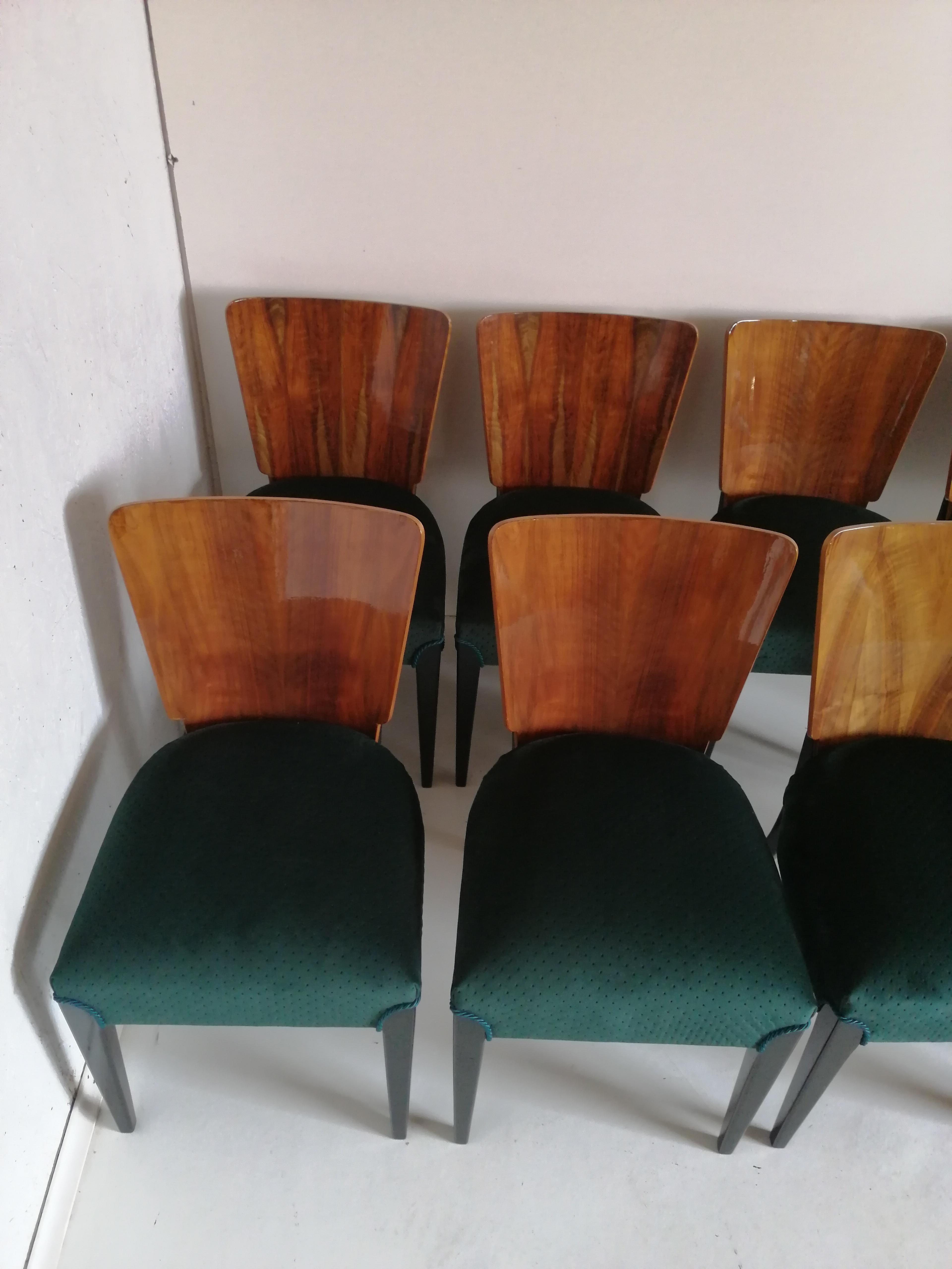 Art Deco 8 Chairs J. Halabala from 1940 2