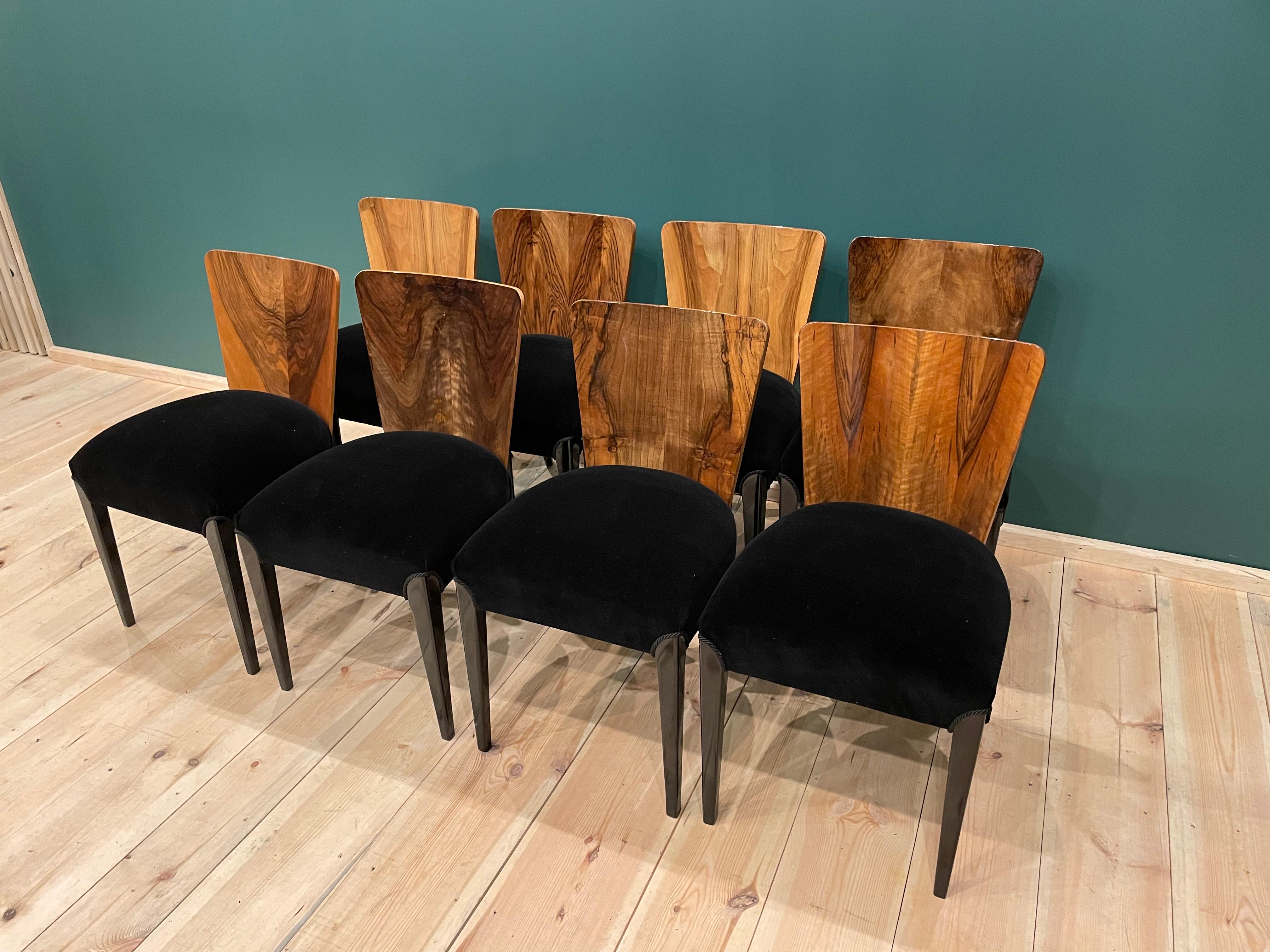 Art Deco 8 Chairs J. Halabala . For Sale 3