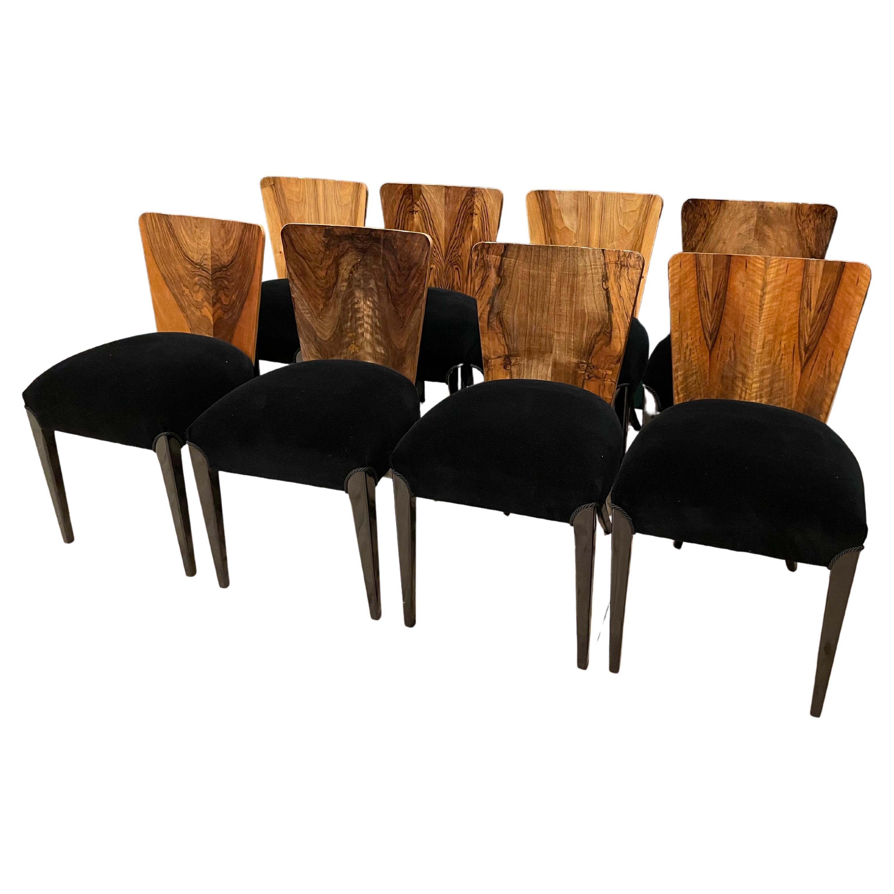 Art Deco 8 Chairs J. Halabala . For Sale