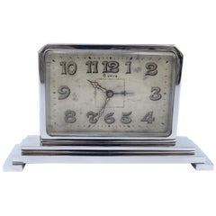 Vintage Art Deco 8 Day Chrome Cased Clock, circa 1930