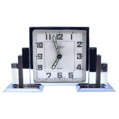 Art Deco 8 Day Chrome Cased Skyscraper Clock, c1930