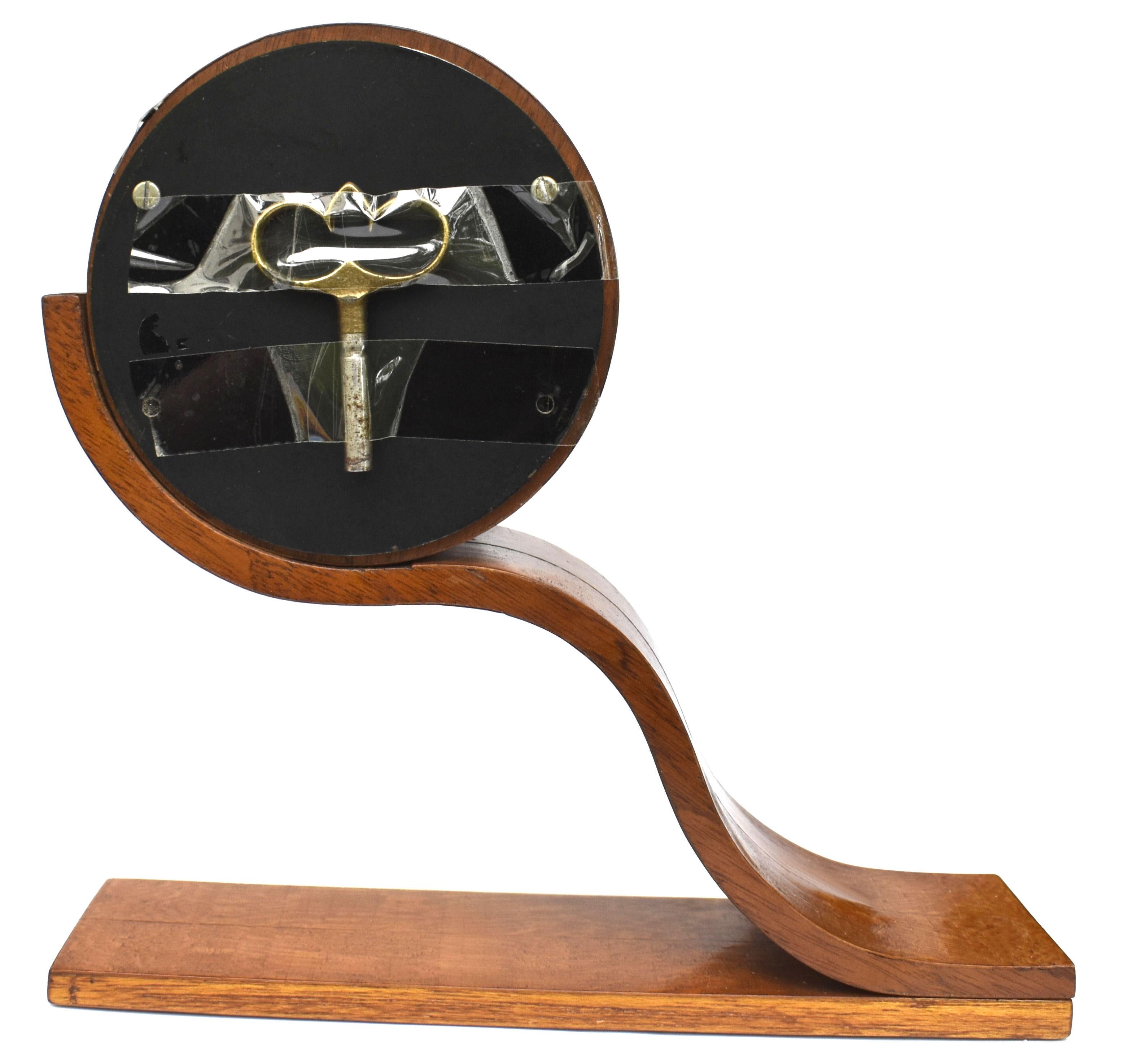 Wood Art Deco 8 Day Mantle Clock, Serviced, Made by Smiths, English, C1930