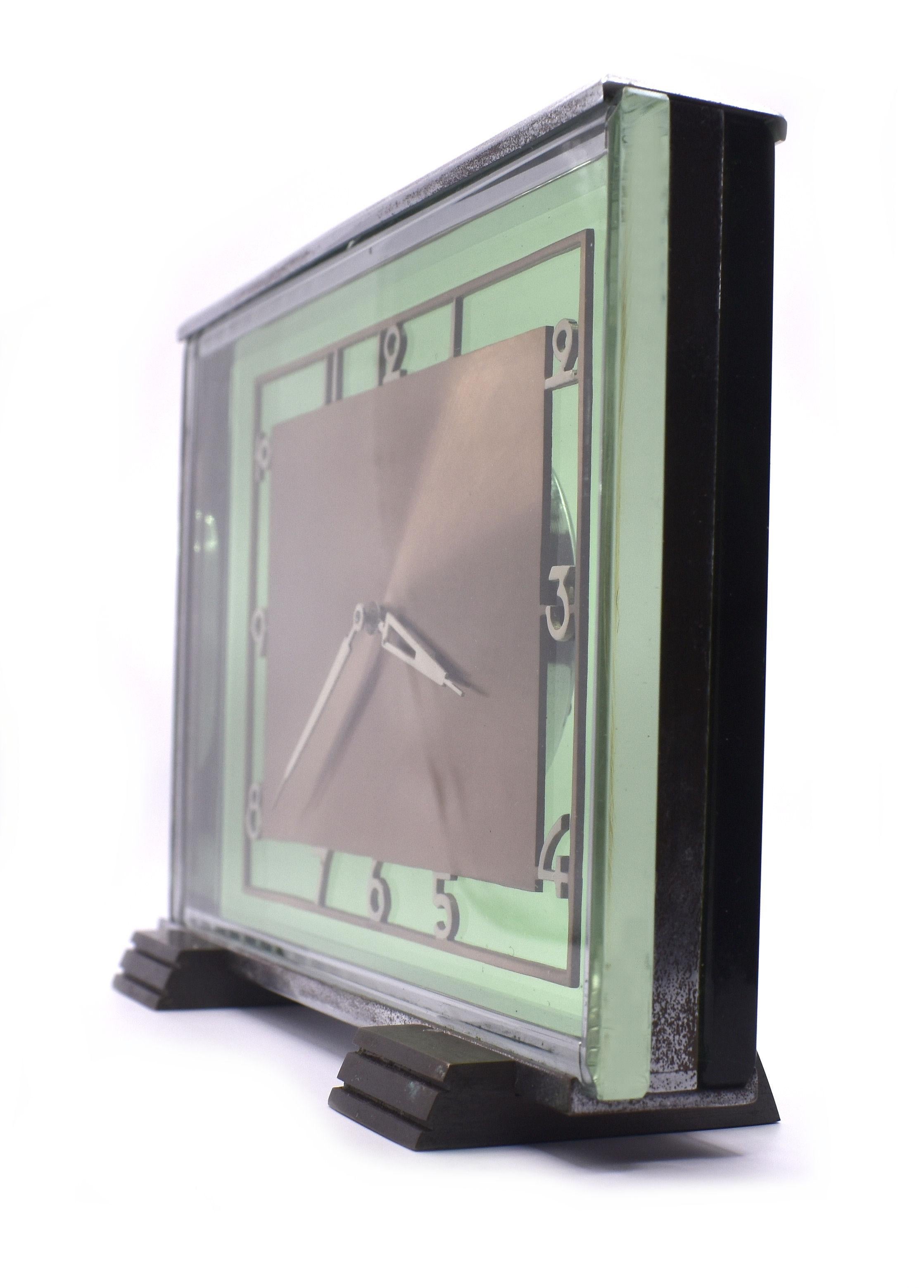 art deco uranium glass clock