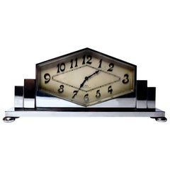 Art Deco 8 Day Swiss Chrome Cased Clock