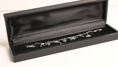Art Deco 8 Diamond Charm Bracelet. Emerald Sapphire Ruby Platinum Bracelet