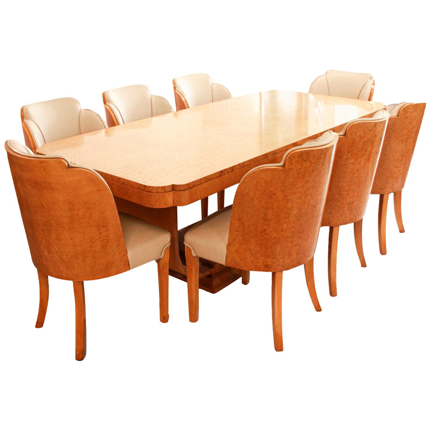 Art Deco 8-Seat Dining Suite by Harry 
Lou Epstein English Circa 1930