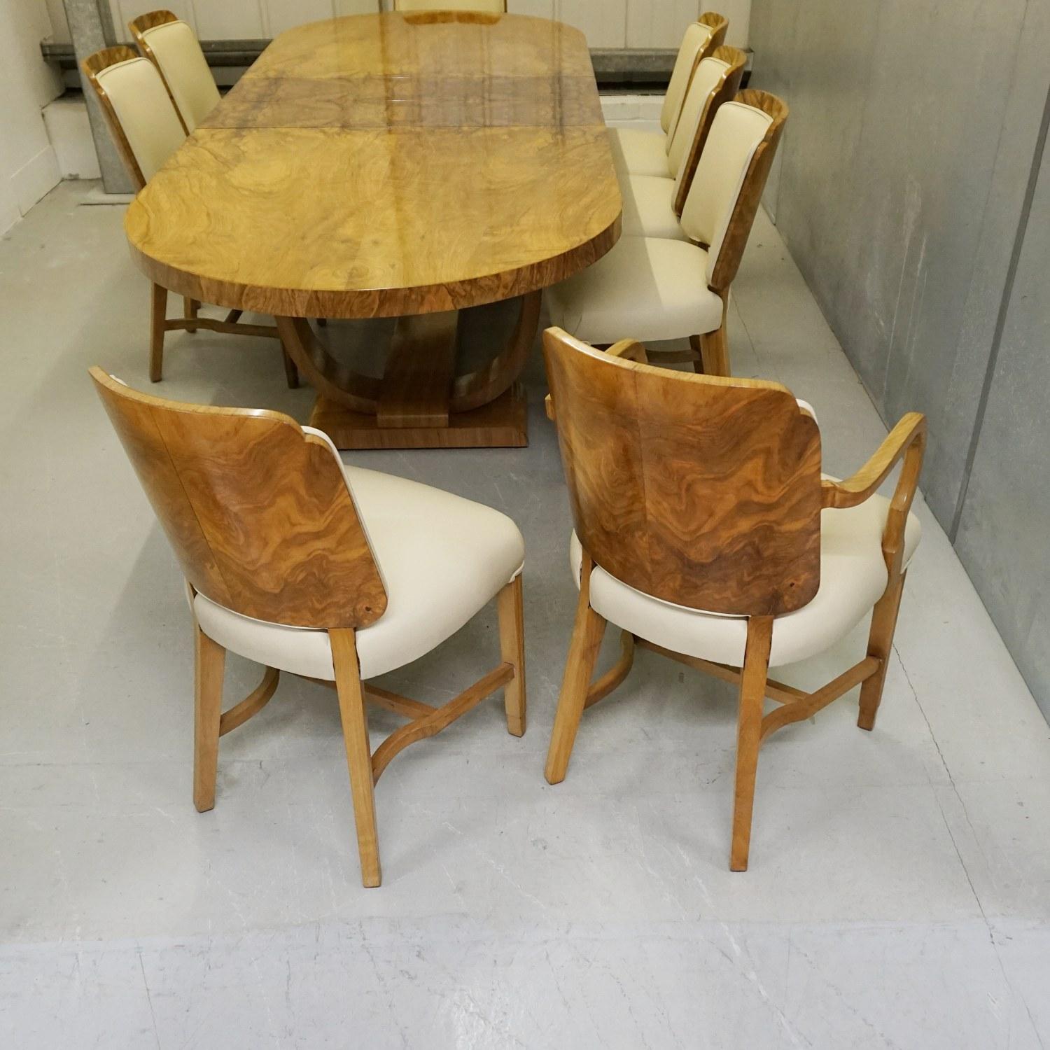 Art Deco 8-Seat Extendable Dining Suite Attributed to Heal's of London 1
