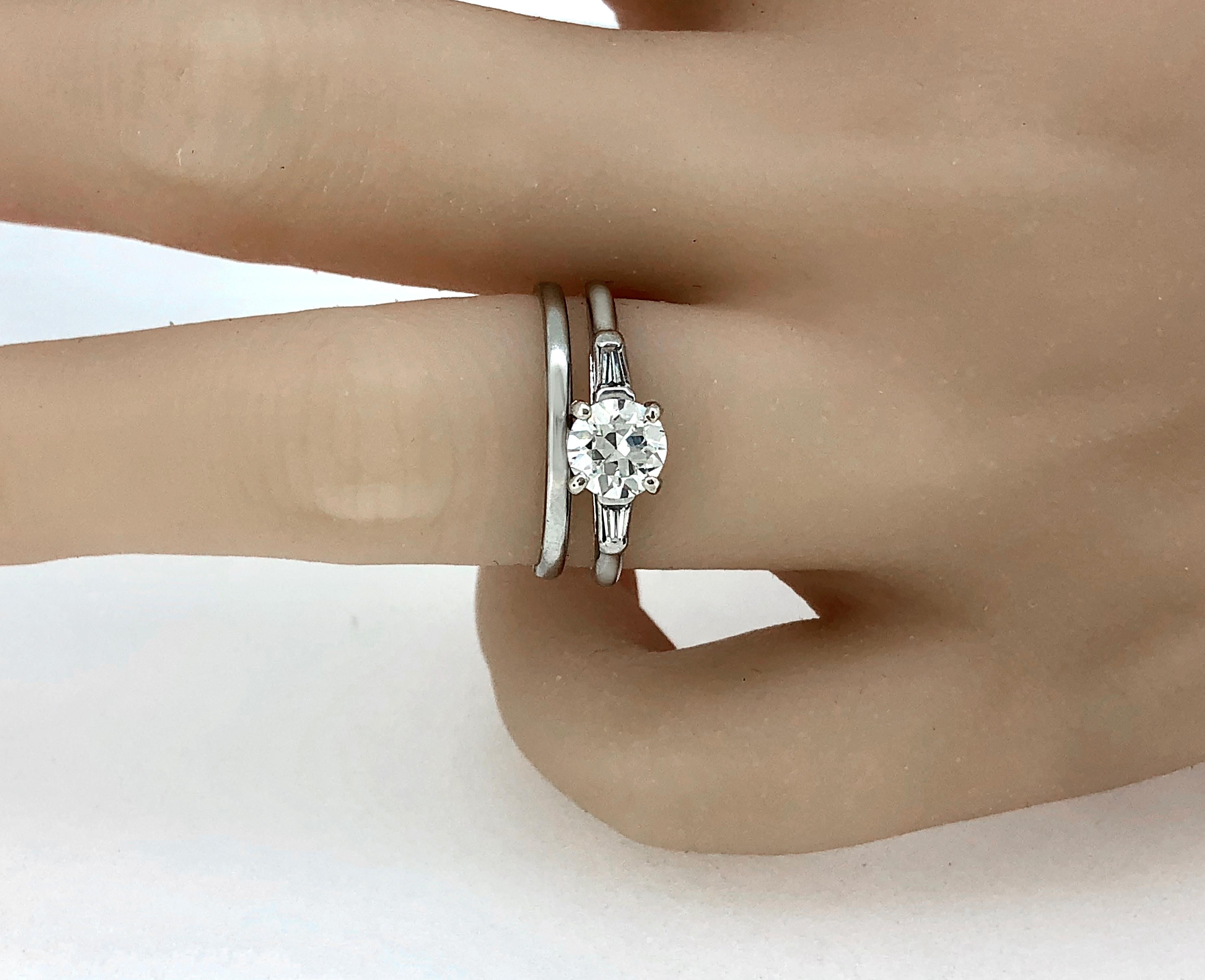 Women's Art Deco .80 Carat Diamond Antique Wedding Set C.D. Peacock Platinum For Sale
