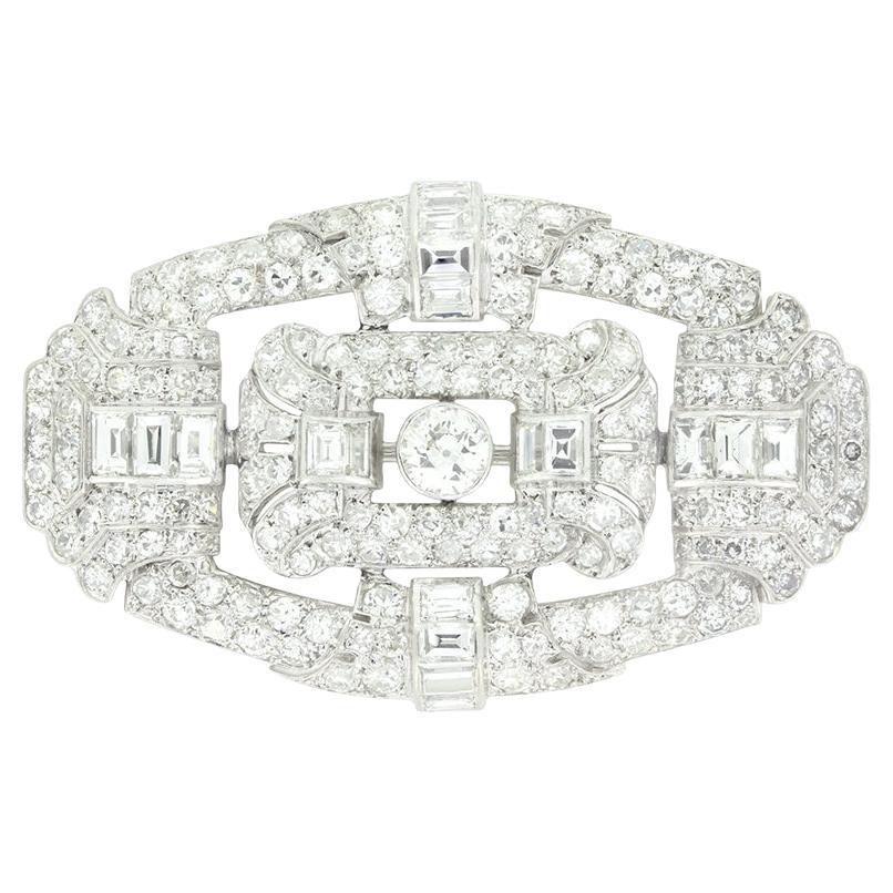 Art Deco 8.00ct Diamond Brooch, c.1920s