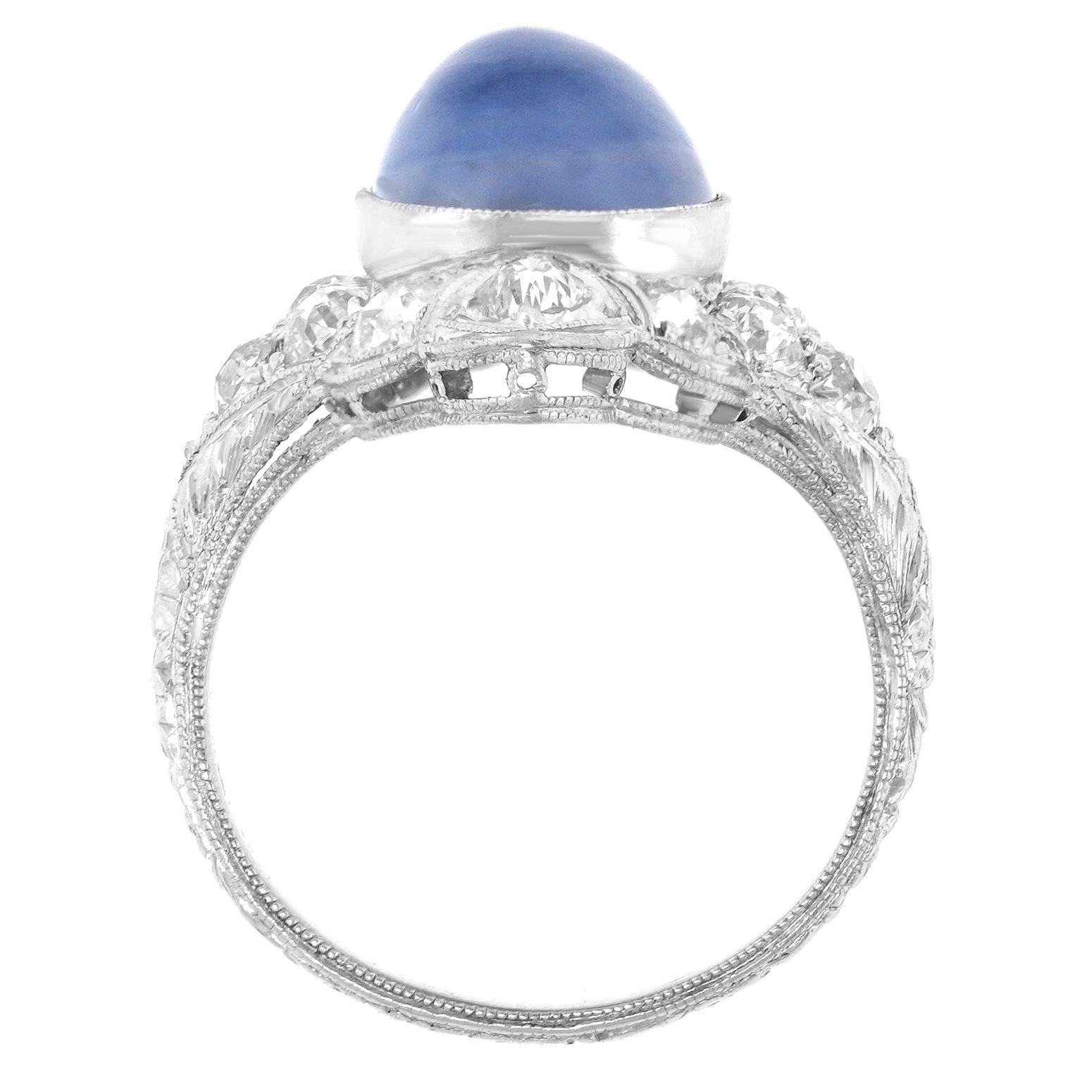 Art Deco 8.08ct Star Sapphire Ring For Sale 6