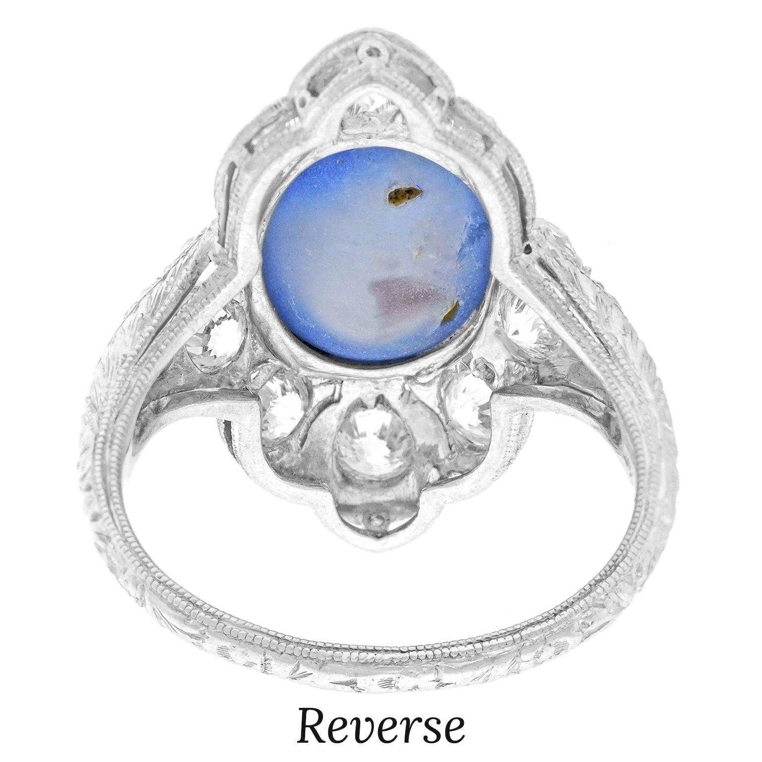 Art Deco 8.08ct Star Sapphire Ring For Sale 4