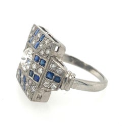 Art Deco .80ct Old European Cut Diamond & .60ct Diamond Platinum Ring