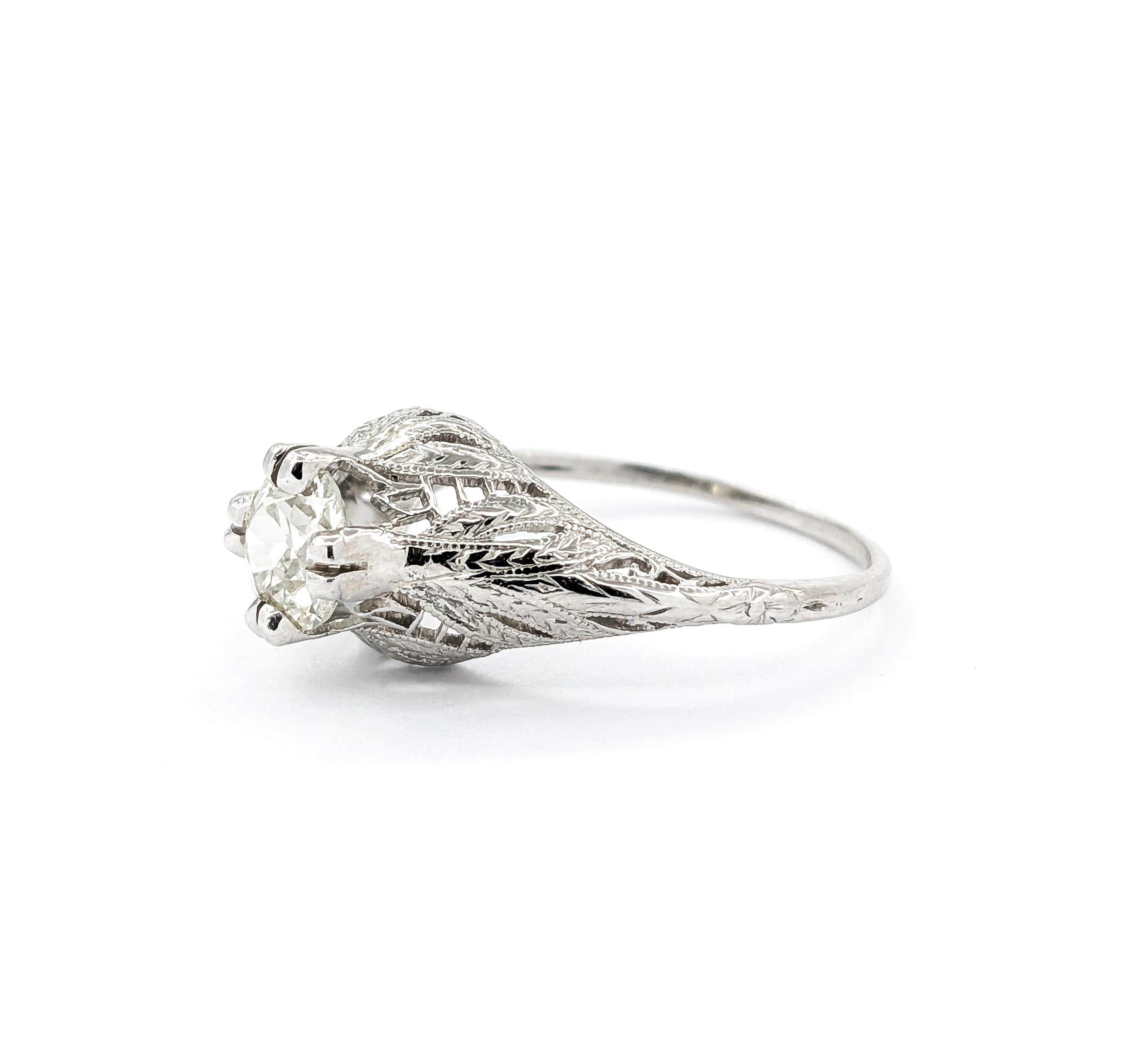 Art Deco .80ct Old Mine Cut Diamond Ring in Platinum For Sale 7