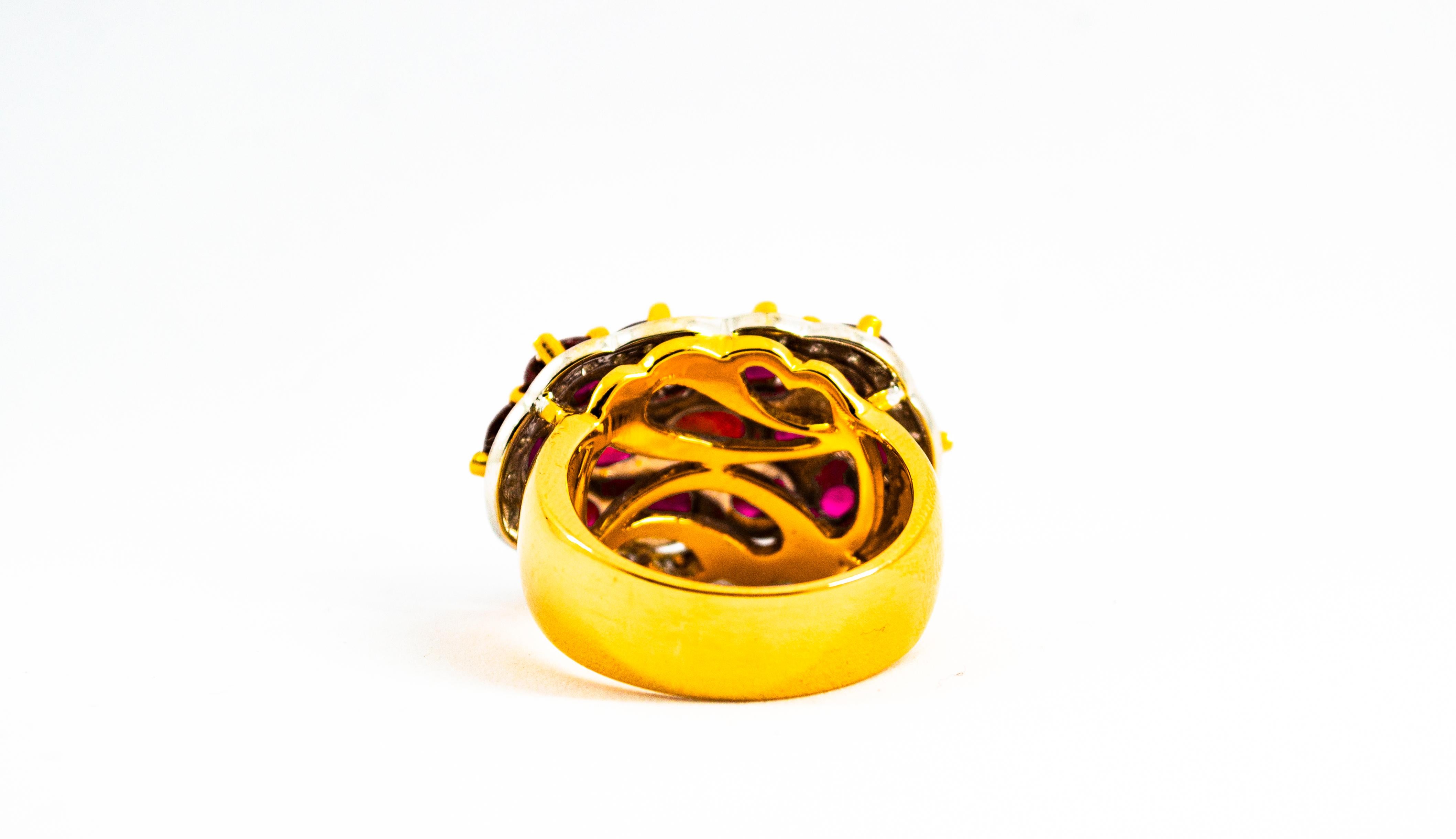 Anillo de Cóctel de Oro Amarillo con Rubí y Diamantes Estilo Art Decó 4
