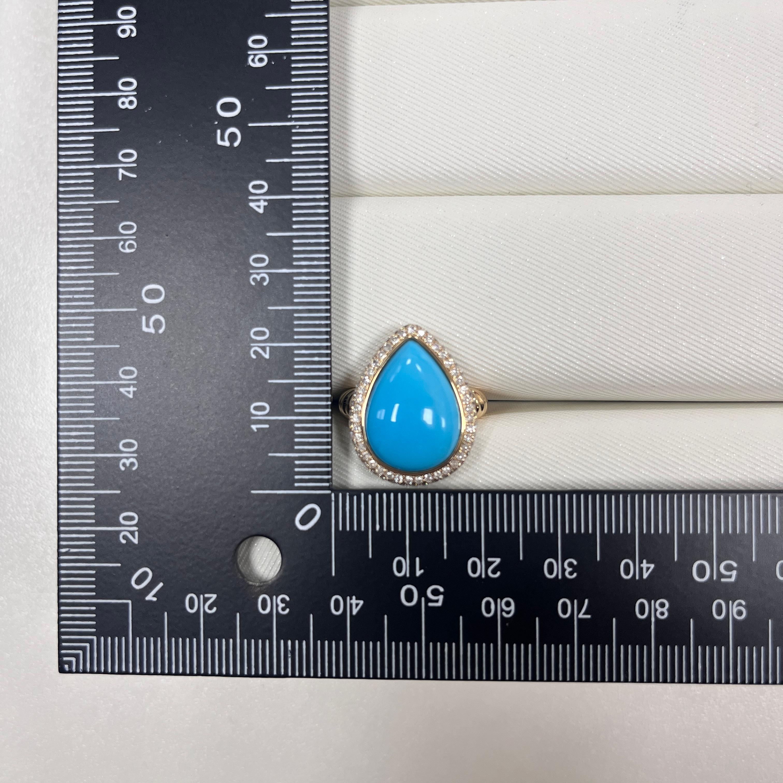 Art Deco 8.1Ct Sleeping Beauty Turquoise Diamond Ring in 14K Yellow Gold 3