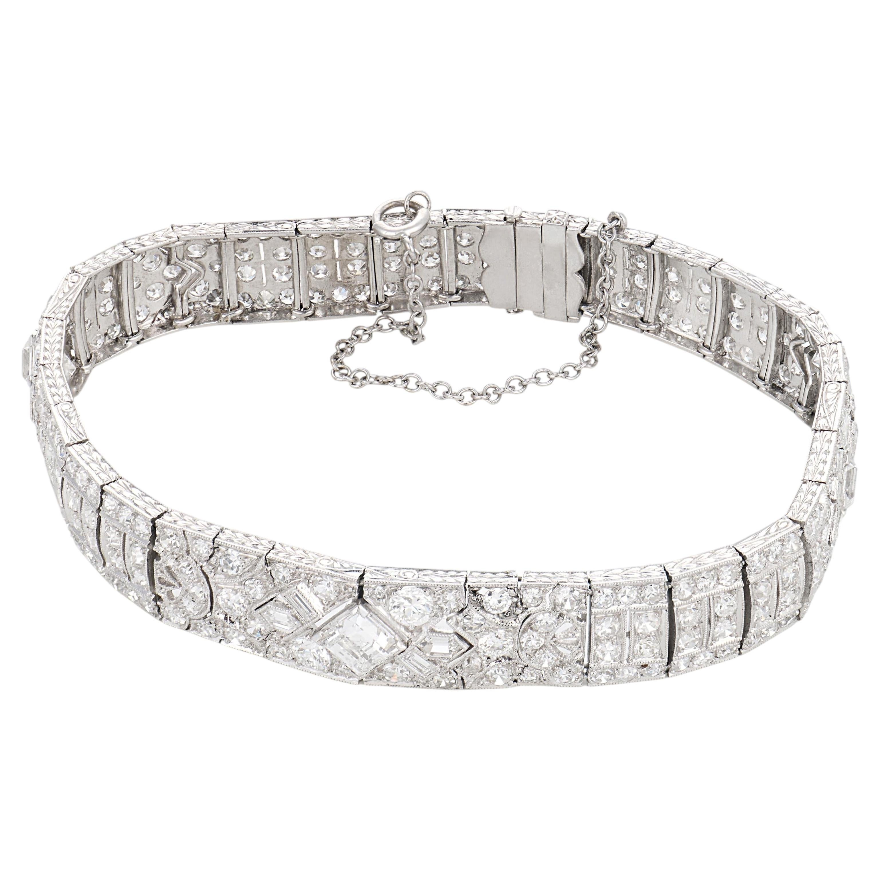 Platinarmband Art Deco 8.30 Karat Gesamtgewicht Diamant Platin