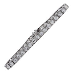 Antique Art Deco 8.50 Carat Old European Cut Diamond Box Bracelet