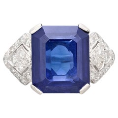 Art Deco 8.66ct Sapphire & Diamond Ring