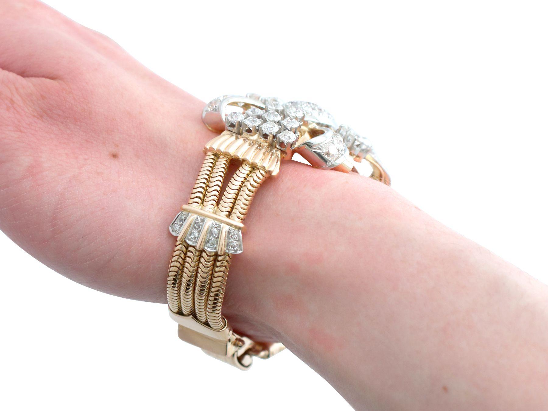Bracelet Art déco vintage en or jaune et diamants de 8,77 carats en vente 8
