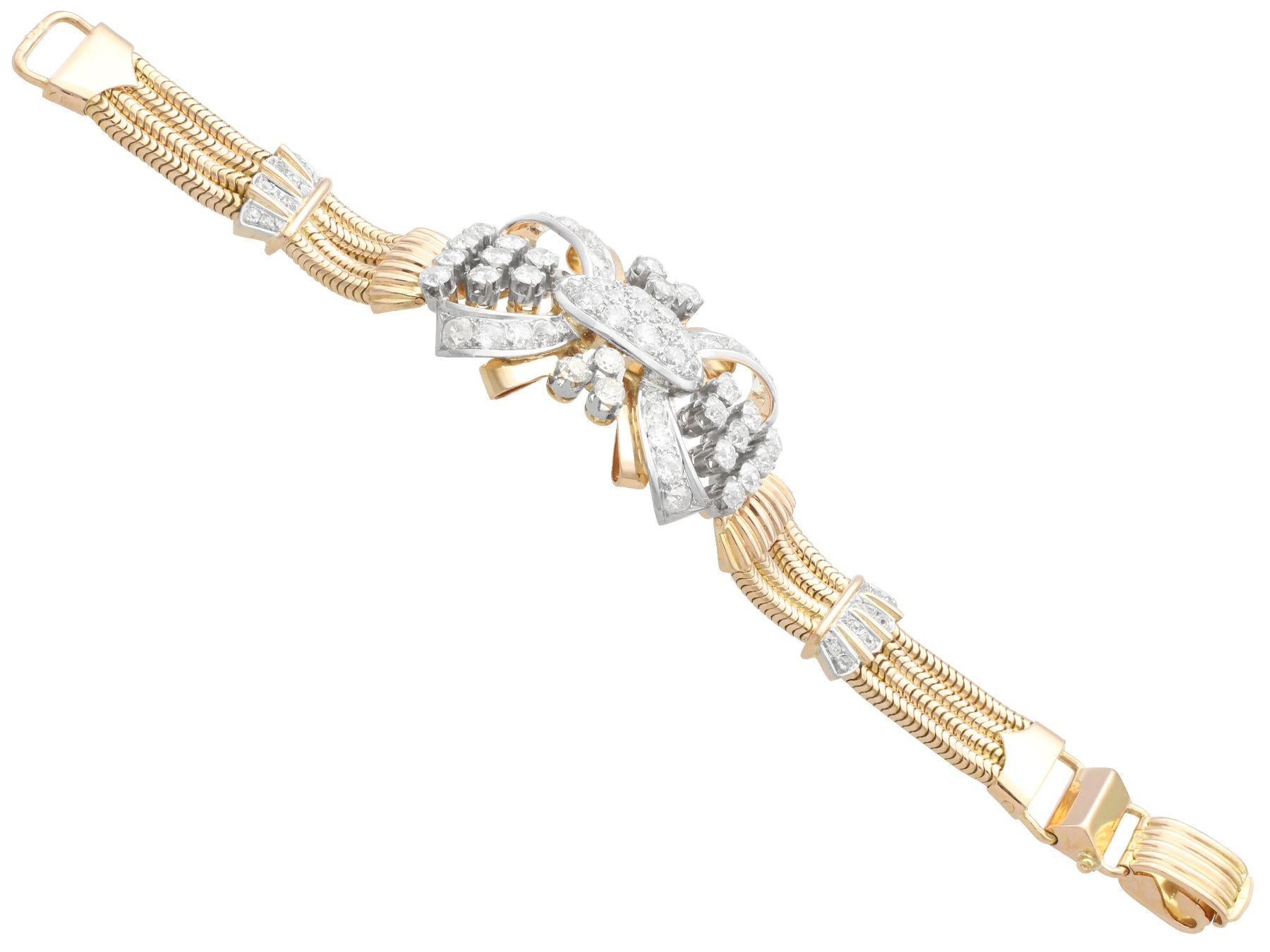 Vintage Art Deco 8.77 Carat Diamond and Yellow Gold Bracelet In Excellent Condition For Sale In Jesmond, Newcastle Upon Tyne