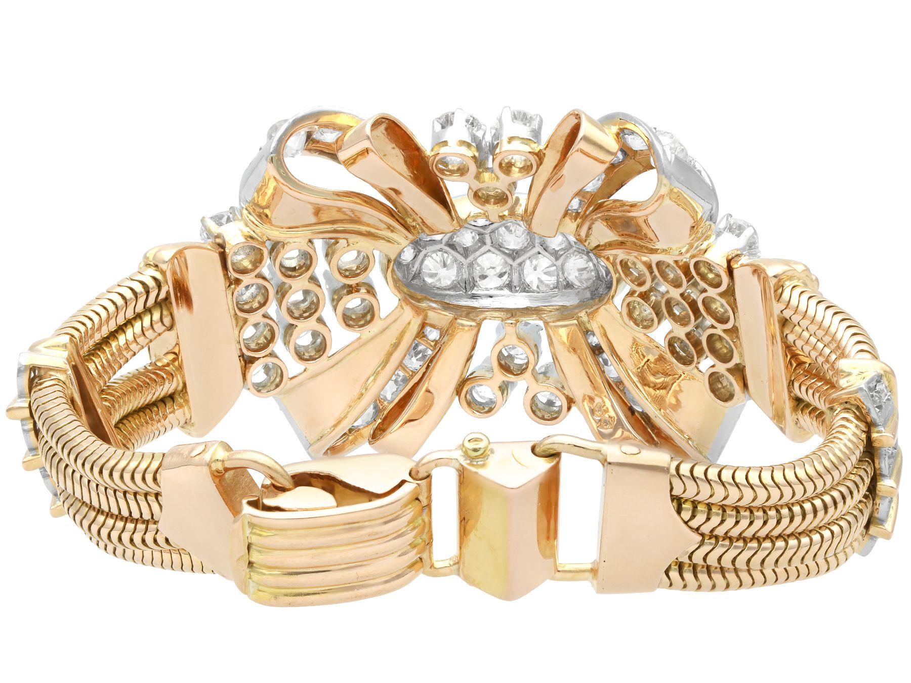 Armband aus Gelbgold mit 8,77 Karat Diamanten und Gelbgold im Art déco-Stil im Angebot 2