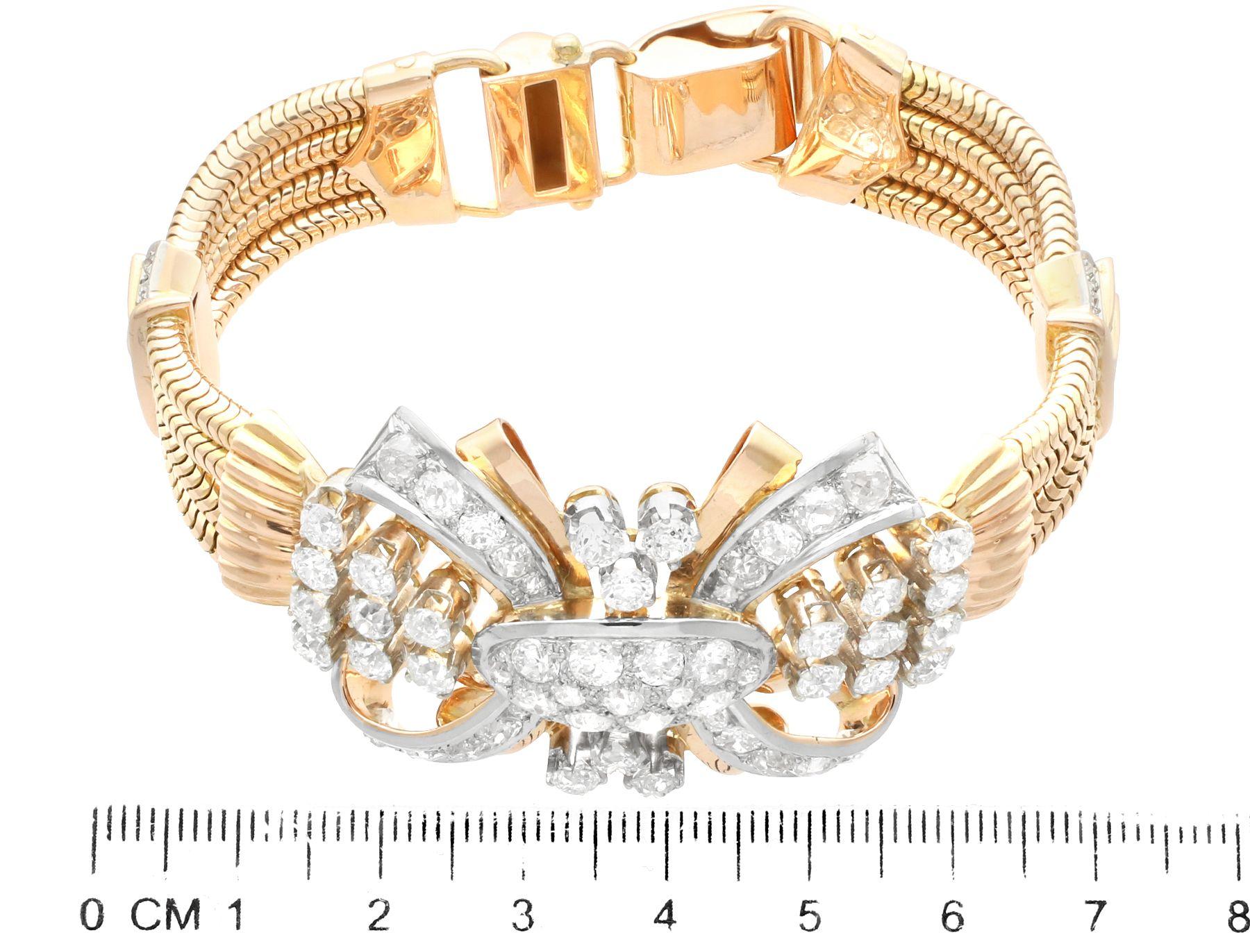 Vintage Art Deco 8.77 Carat Diamond and Yellow Gold Bracelet For Sale 3