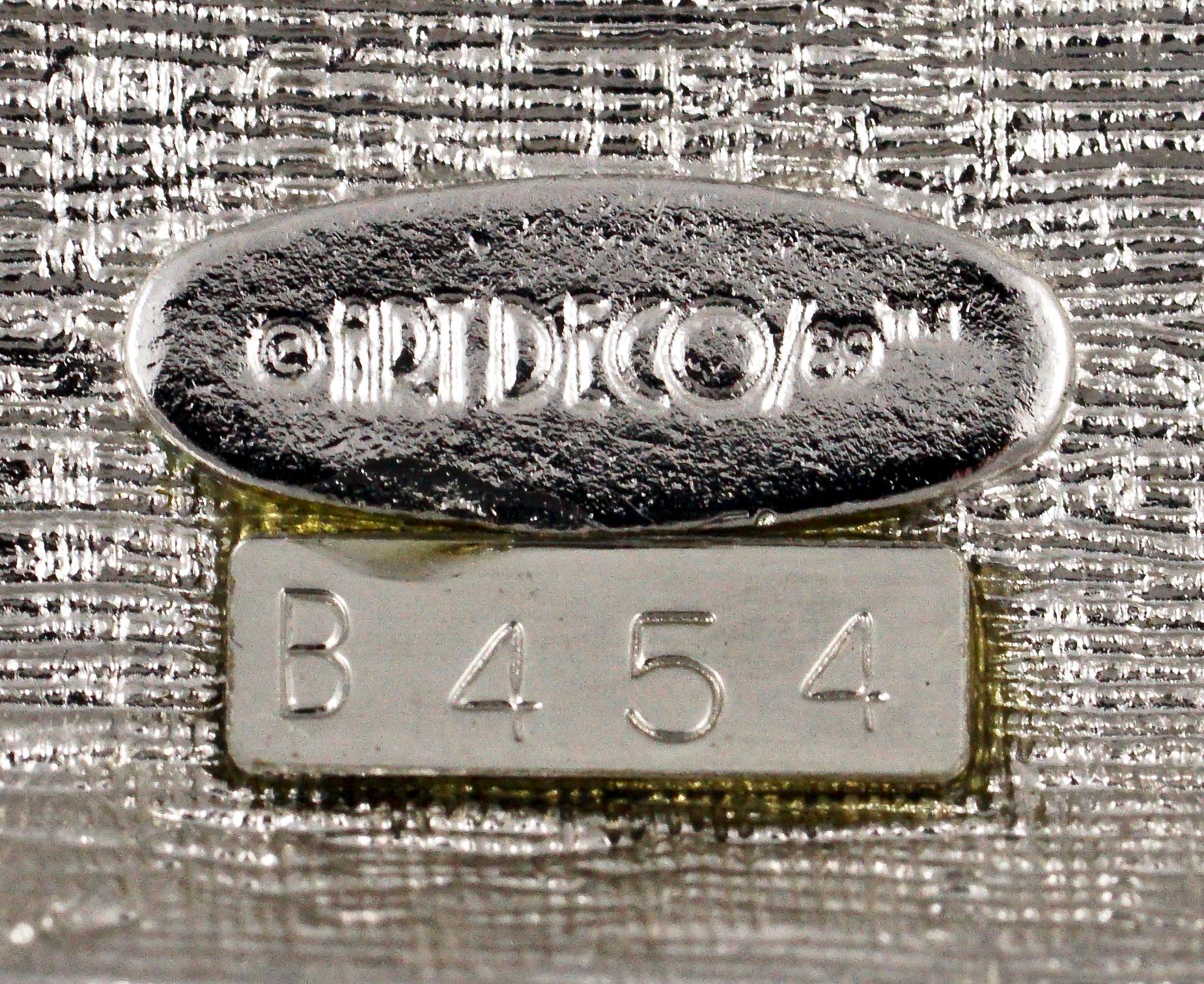 Art Deco 89 Silver Tone Drop Brooch with Black Enamel and Clear Rhinestones 2