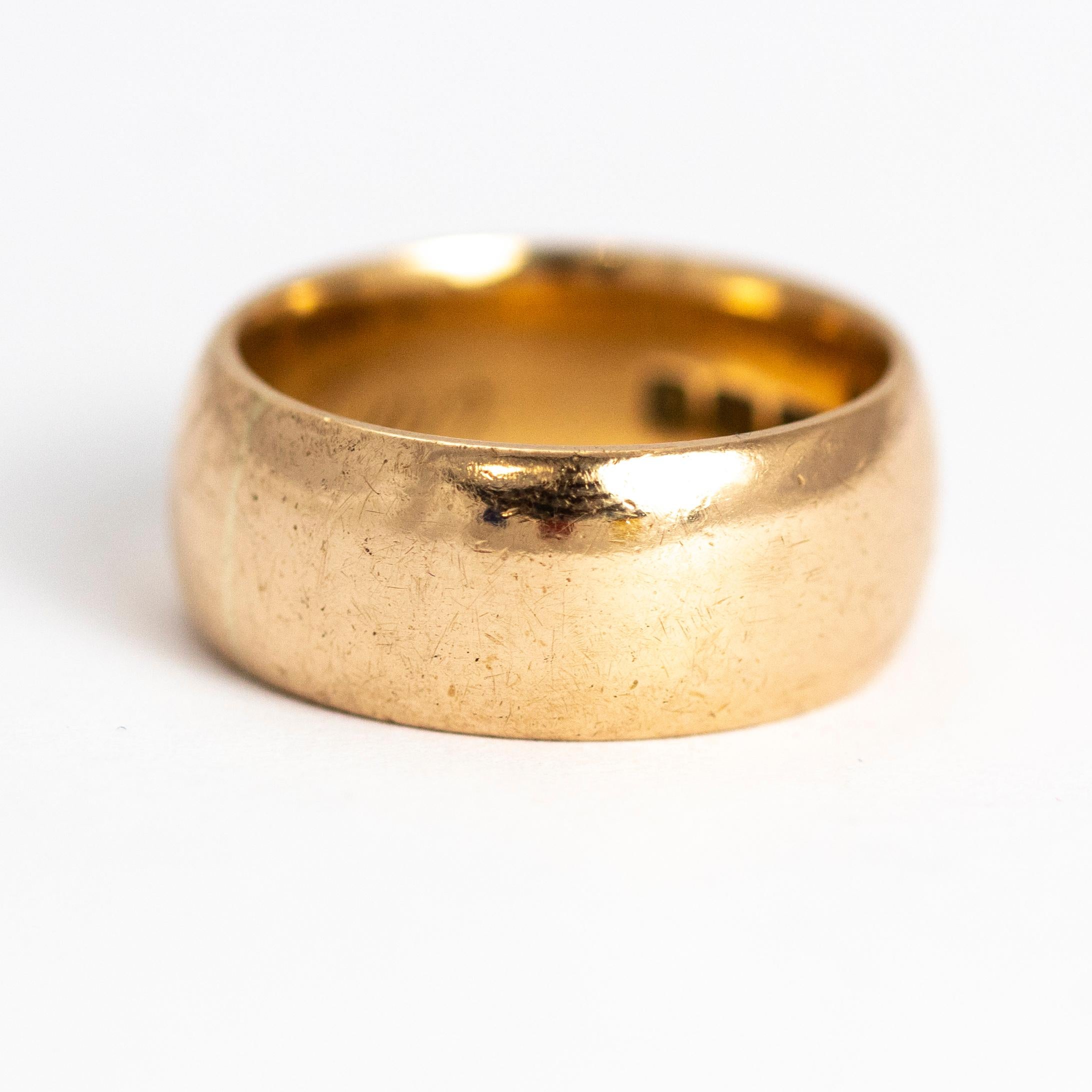 Art Deco 9 Carat Extra Wide Gold Band With Inscription 1