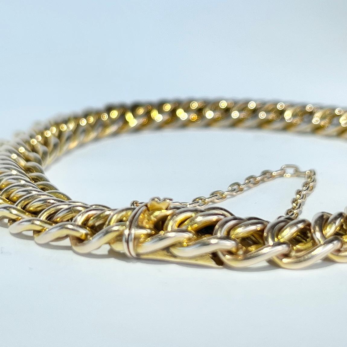 Art Deco 9 Carat Gold Chain Bracelet In Good Condition For Sale In Chipping Campden, GB