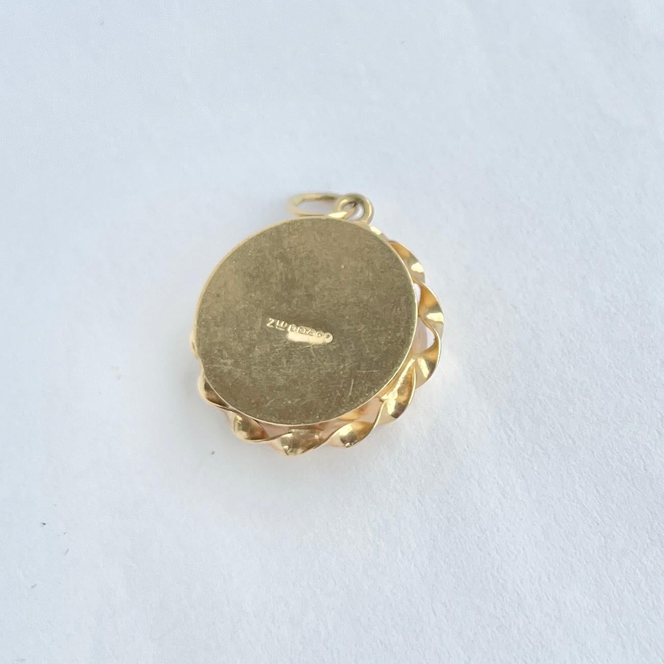 Women's or Men's Art Deco 9 Carat Gold Compass pendant