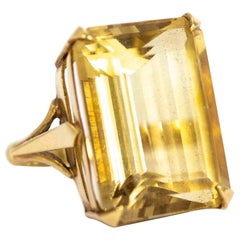 Art Deco 9 Carat Gold Large Citrine Cocktail Ring