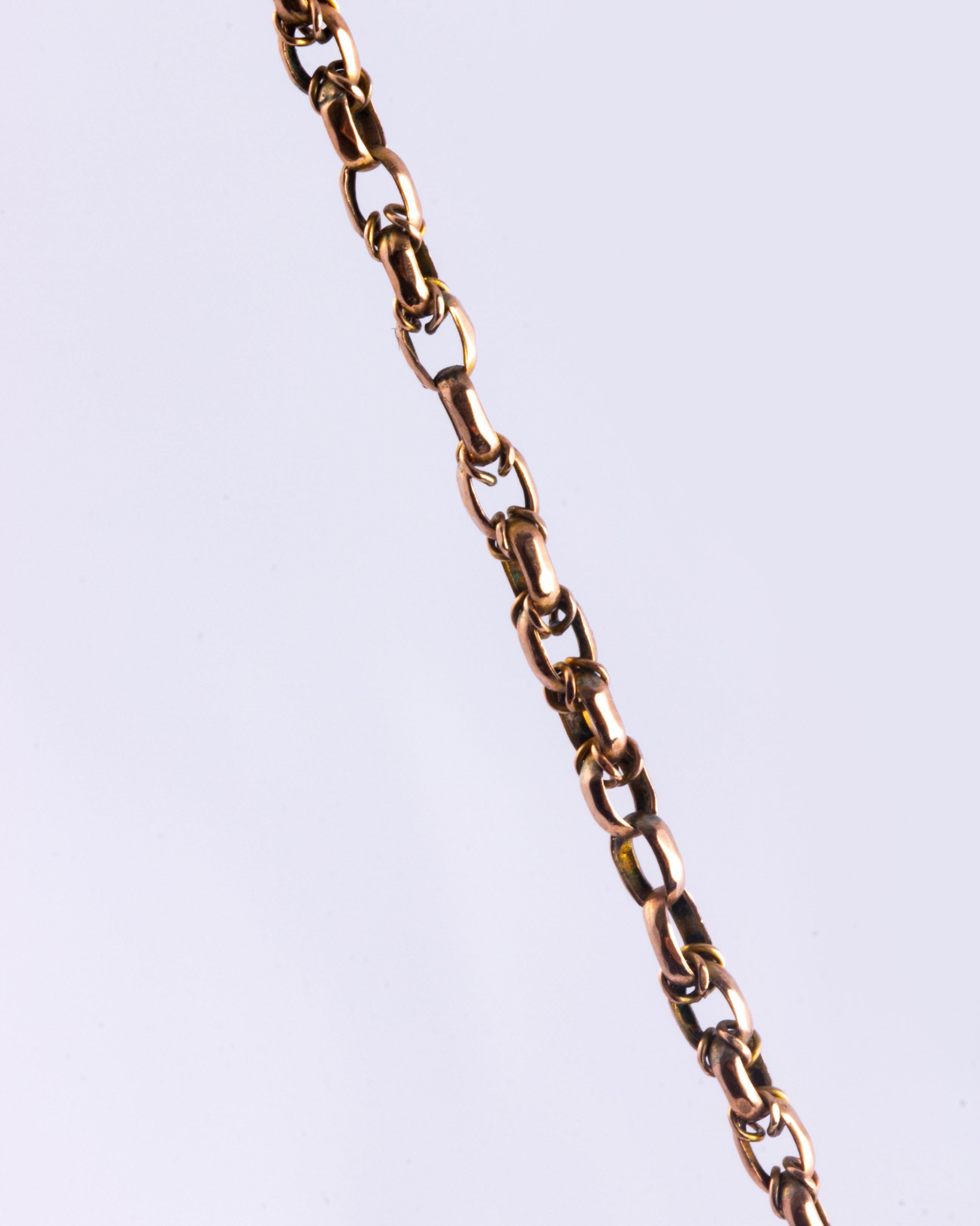 Art déco Collier Art Déco en or 9 carats avec médaille et chaîne en vente