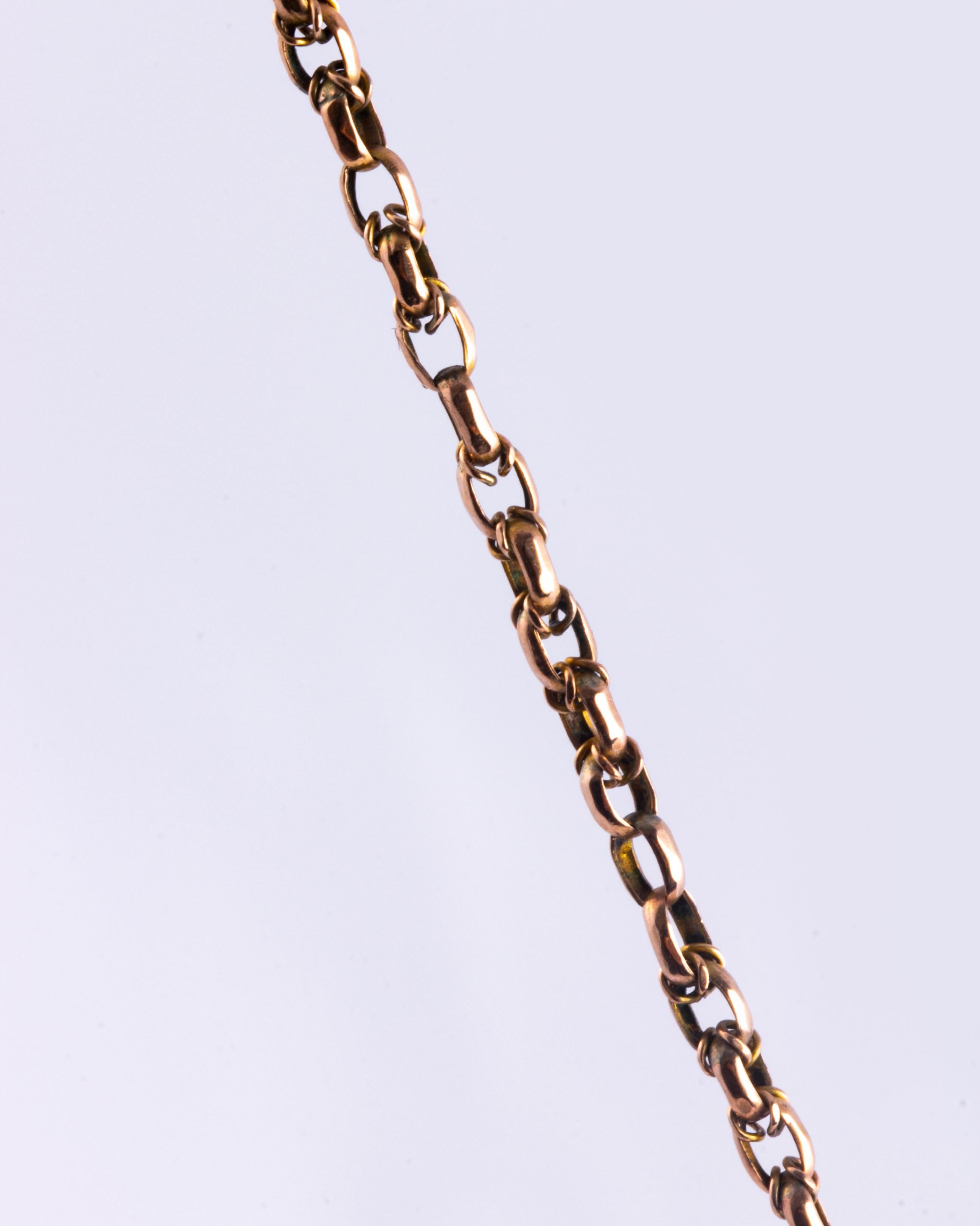 Collana Art Déco con medaglia e catena in oro 9 carati In condizioni buone in vendita a Chipping Campden, GB